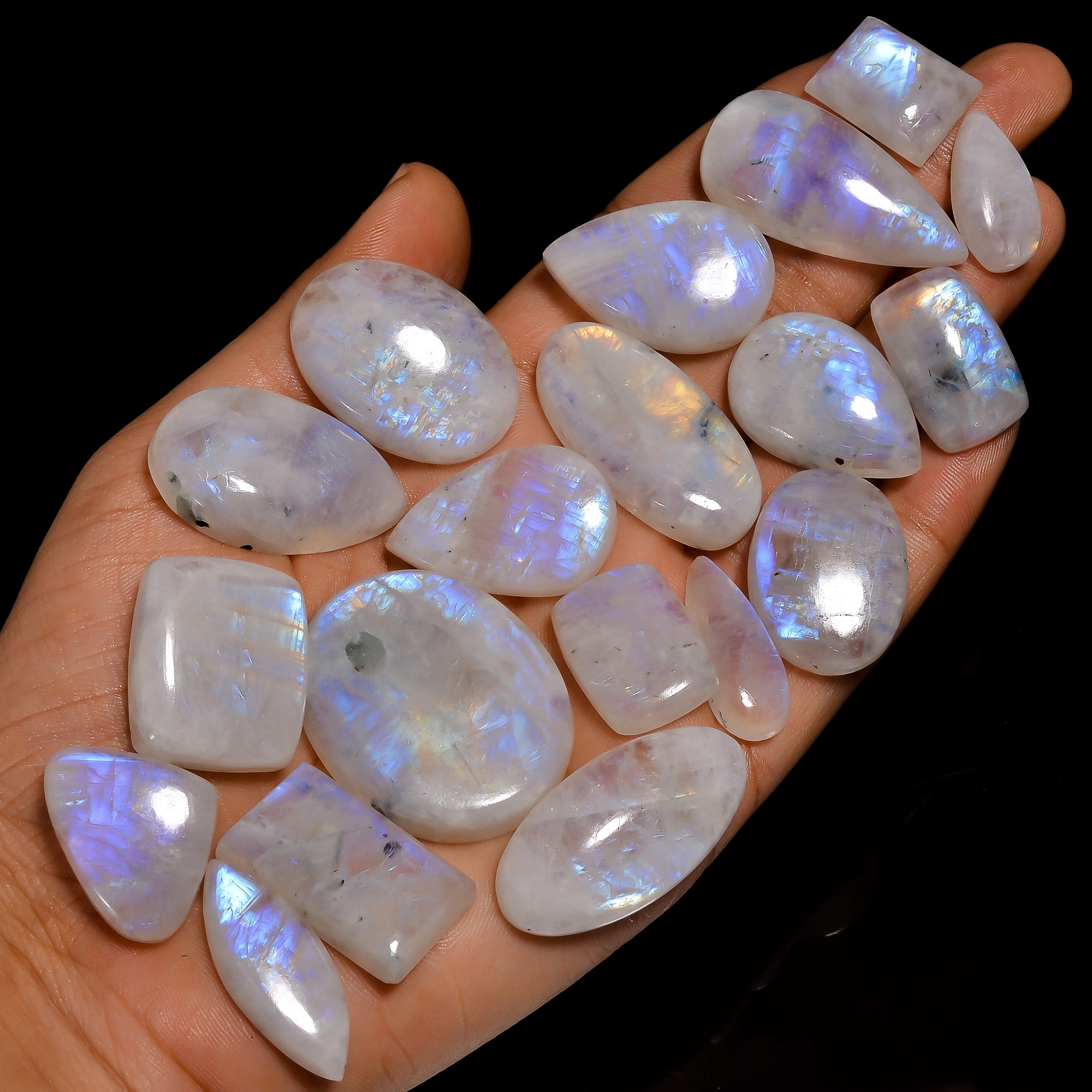 Natural Rainbow Moonstone  Cabochon Wholesale Lot – Polished Gemstones for Designers (Copy) (Copy)
