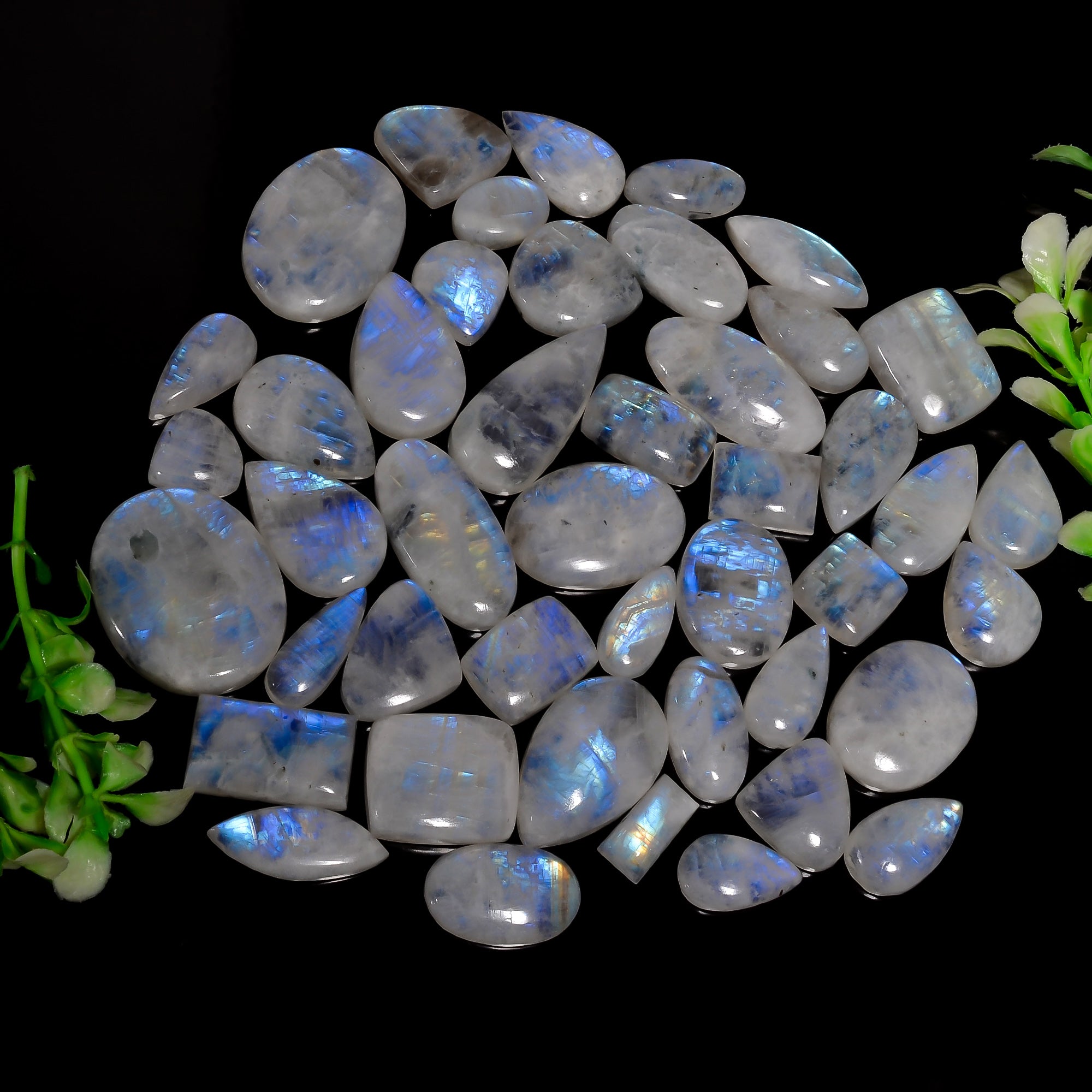 Natural Rainbow Moonstone  Cabochon Wholesale Lot – Polished Gemstones for Designers (Copy) (Copy)