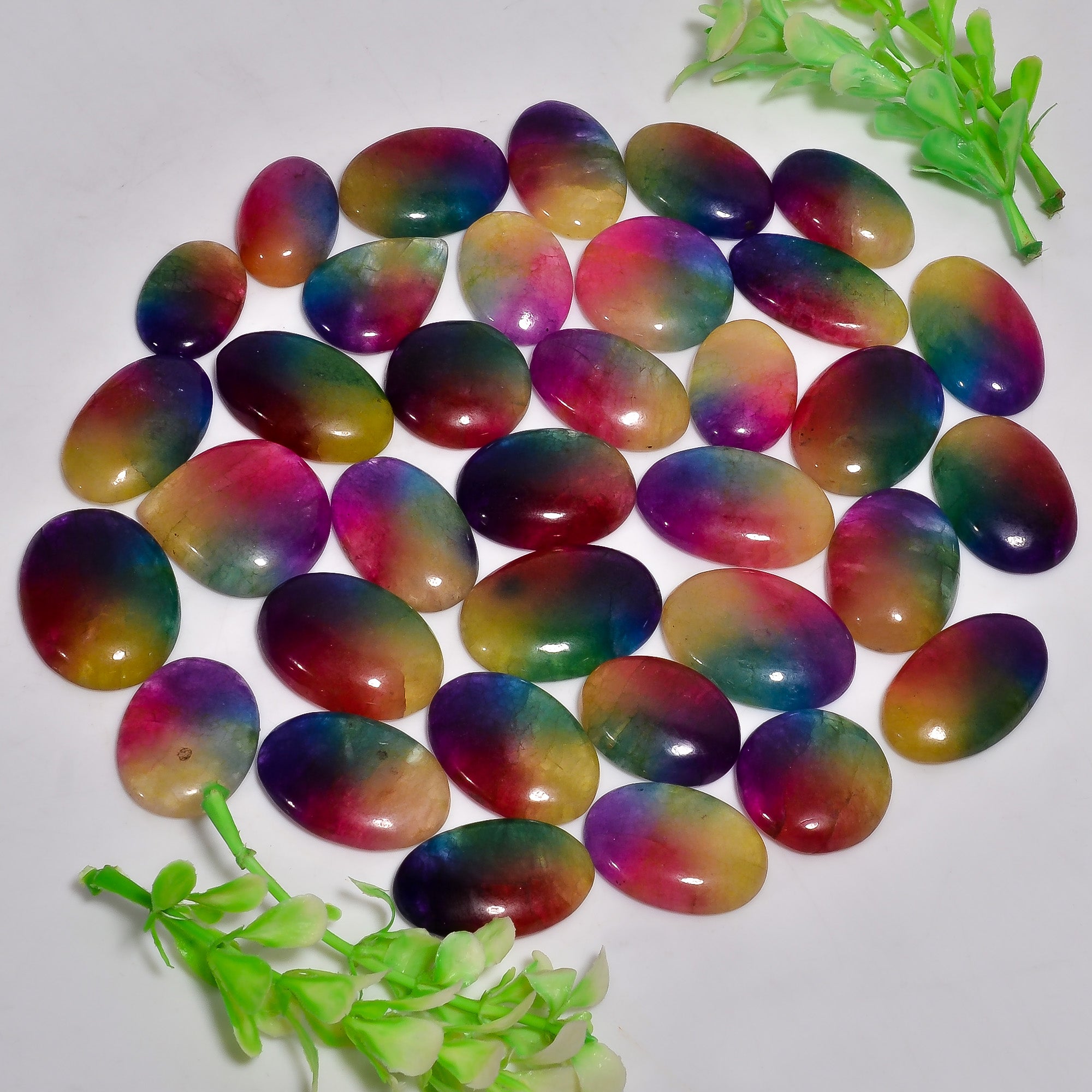 Authentic Natural Rainbow Solar quartz Cabochons – Wholesale Gemstone Lot for Jewelry Makers