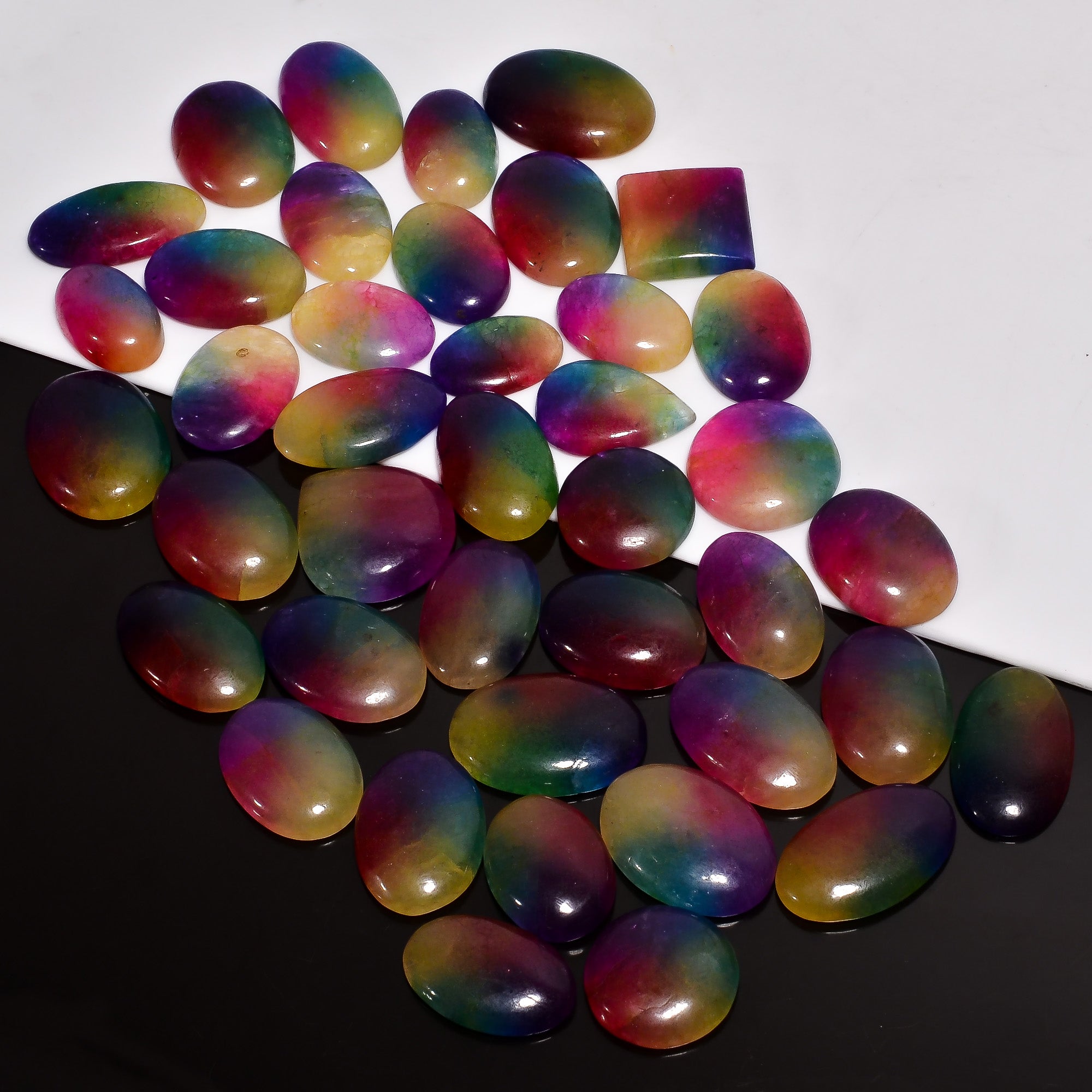 Authentic Natural Rainbow Solar quartz Cabochons – Wholesale Gemstone Lot for Jewelry Makers