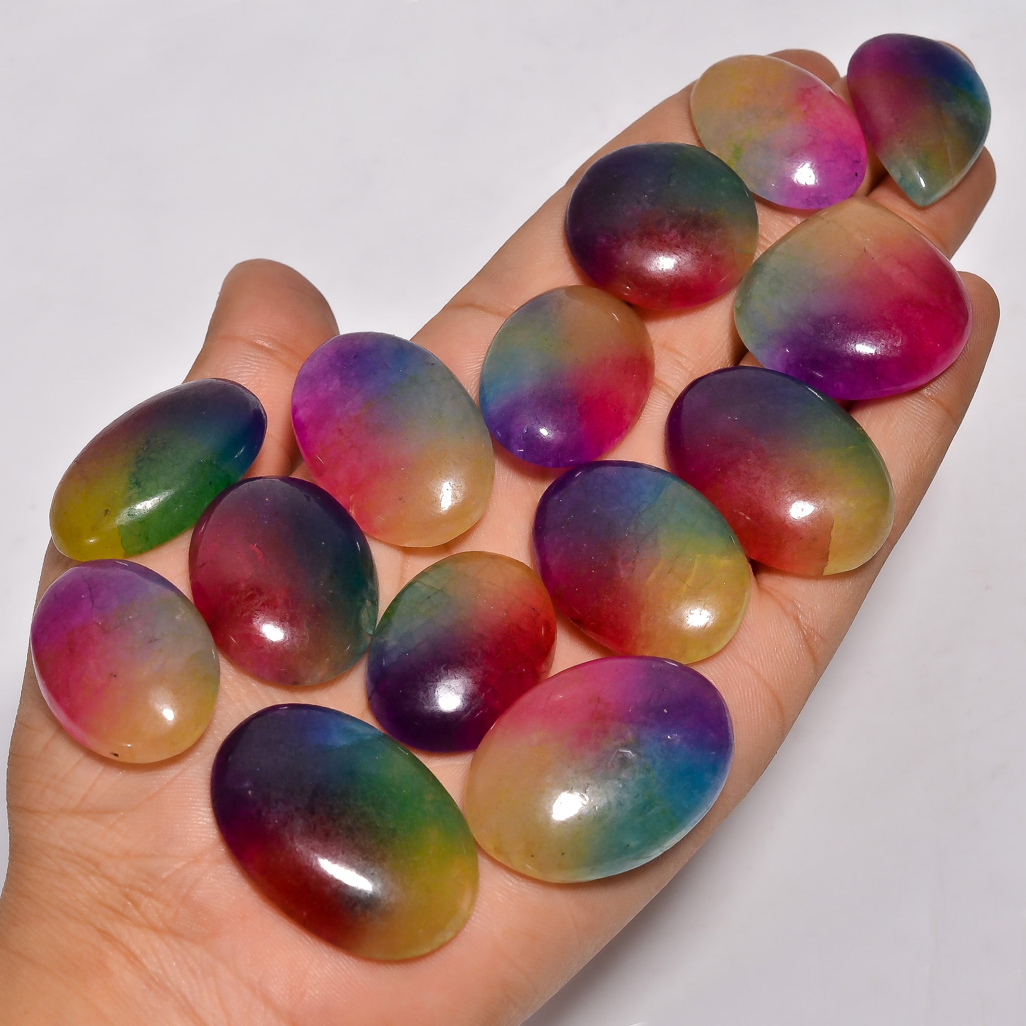 Authentic Natural Rainbow Solar quartz Cabochons – Wholesale Gemstone Lot for Jewelry Makers