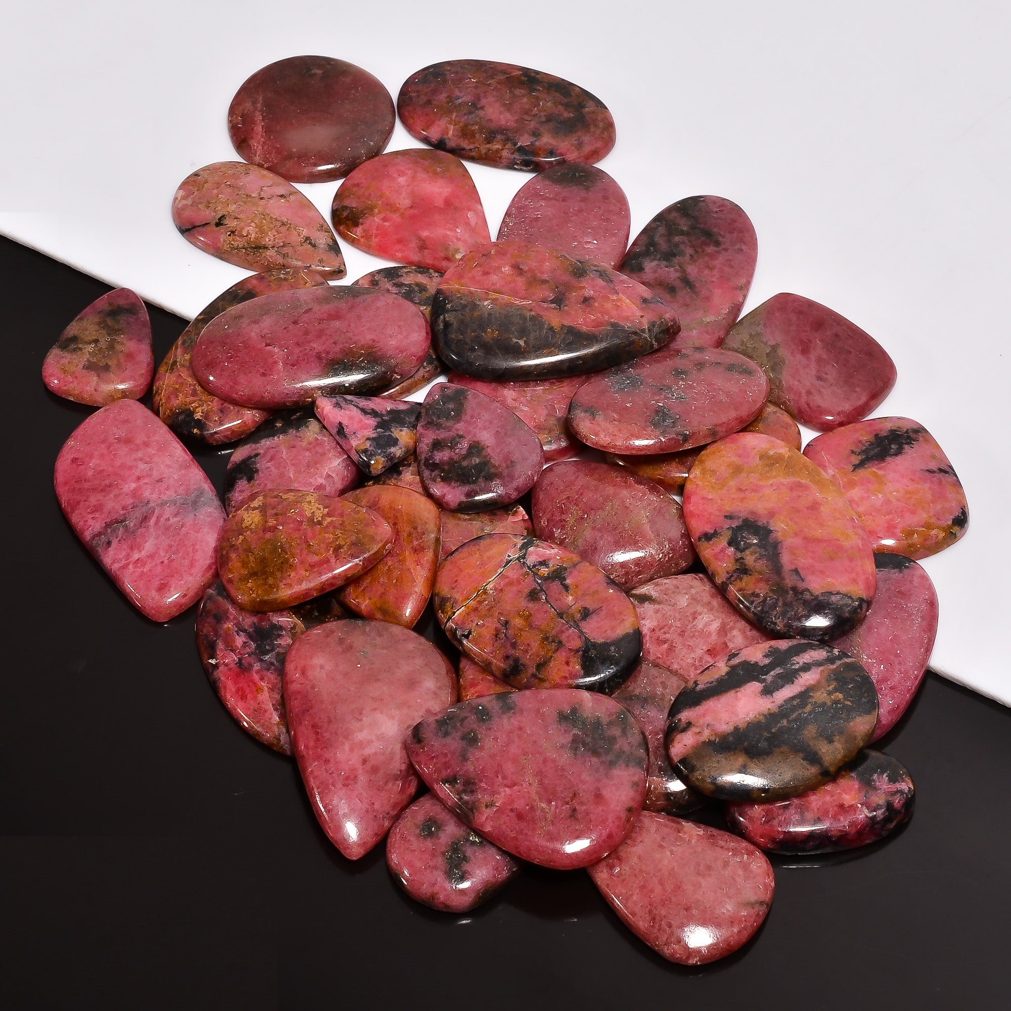 Authentic Natural Rhodonite Cabochons – Wholesale Gemstone Lot for Jewelry Makers (Copy) (Copy)