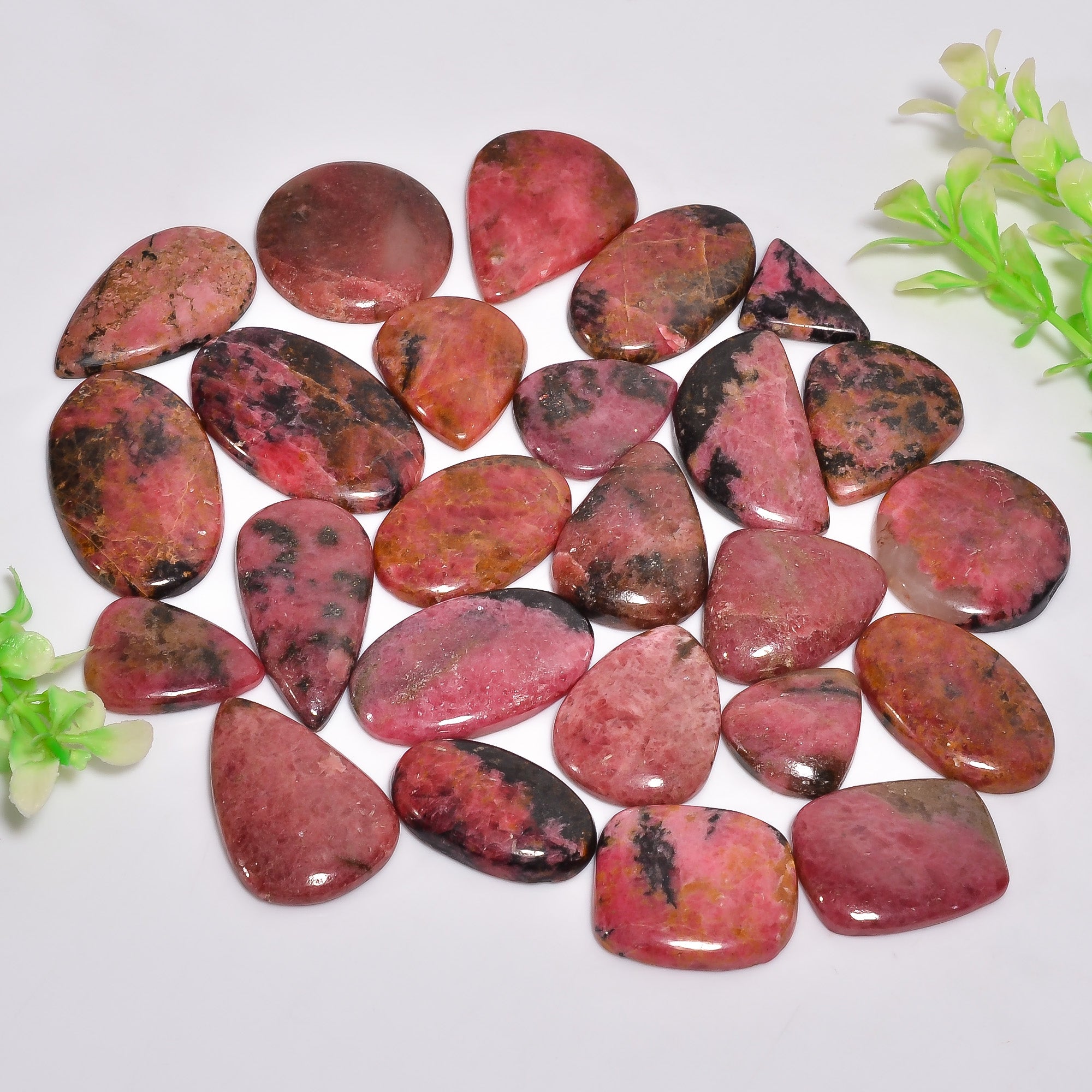 Authentic Natural Rhodonite Cabochons – Wholesale Gemstone Lot for Jewelry Makers (Copy) (Copy)