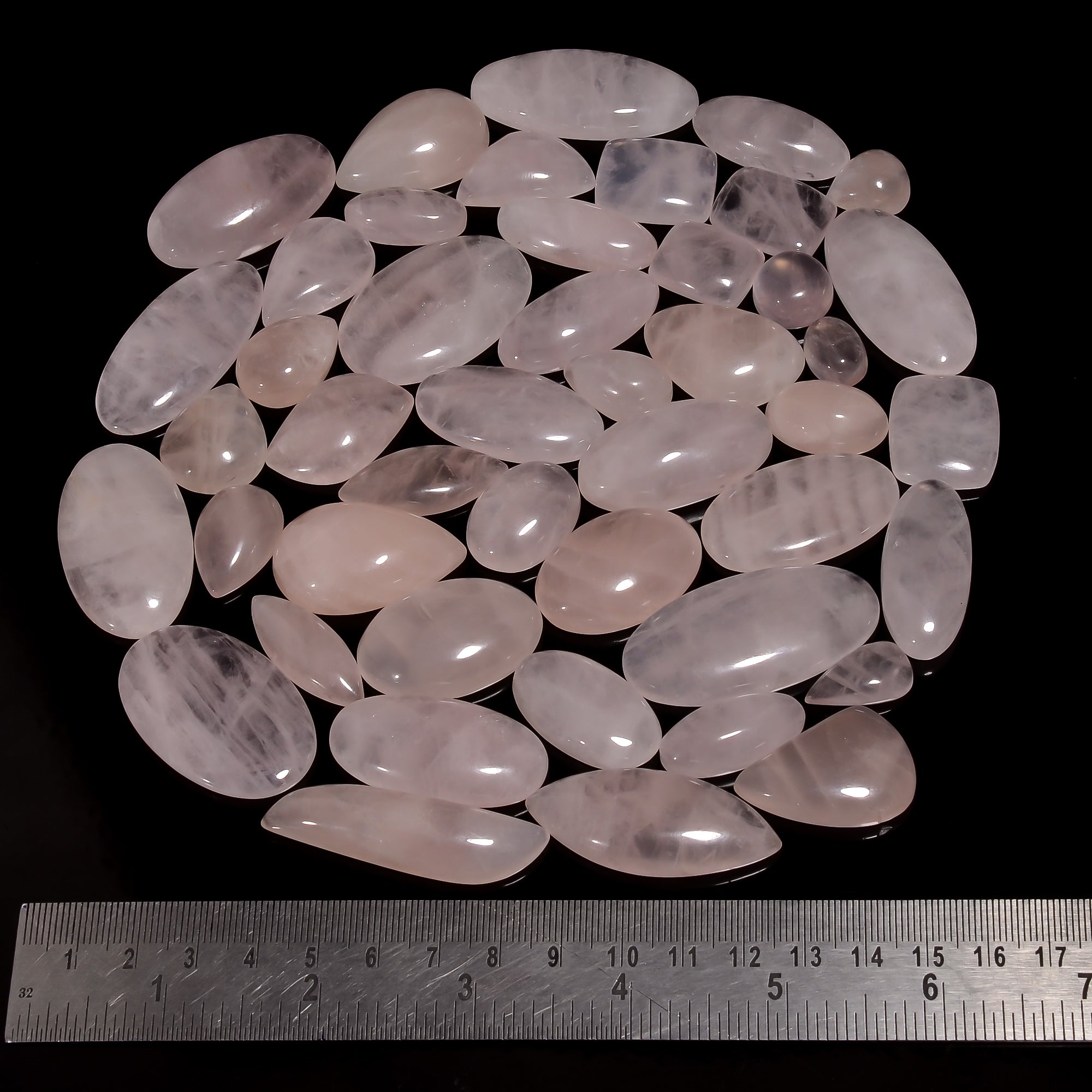 Wholesale Lot of Natural Rose Quartz Cabochons – Mixed Shapes & Sizes Available