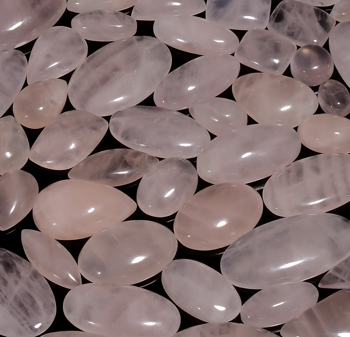 Wholesale Lot of Natural Rose Quartz Cabochons – Mixed Shapes & Sizes Available