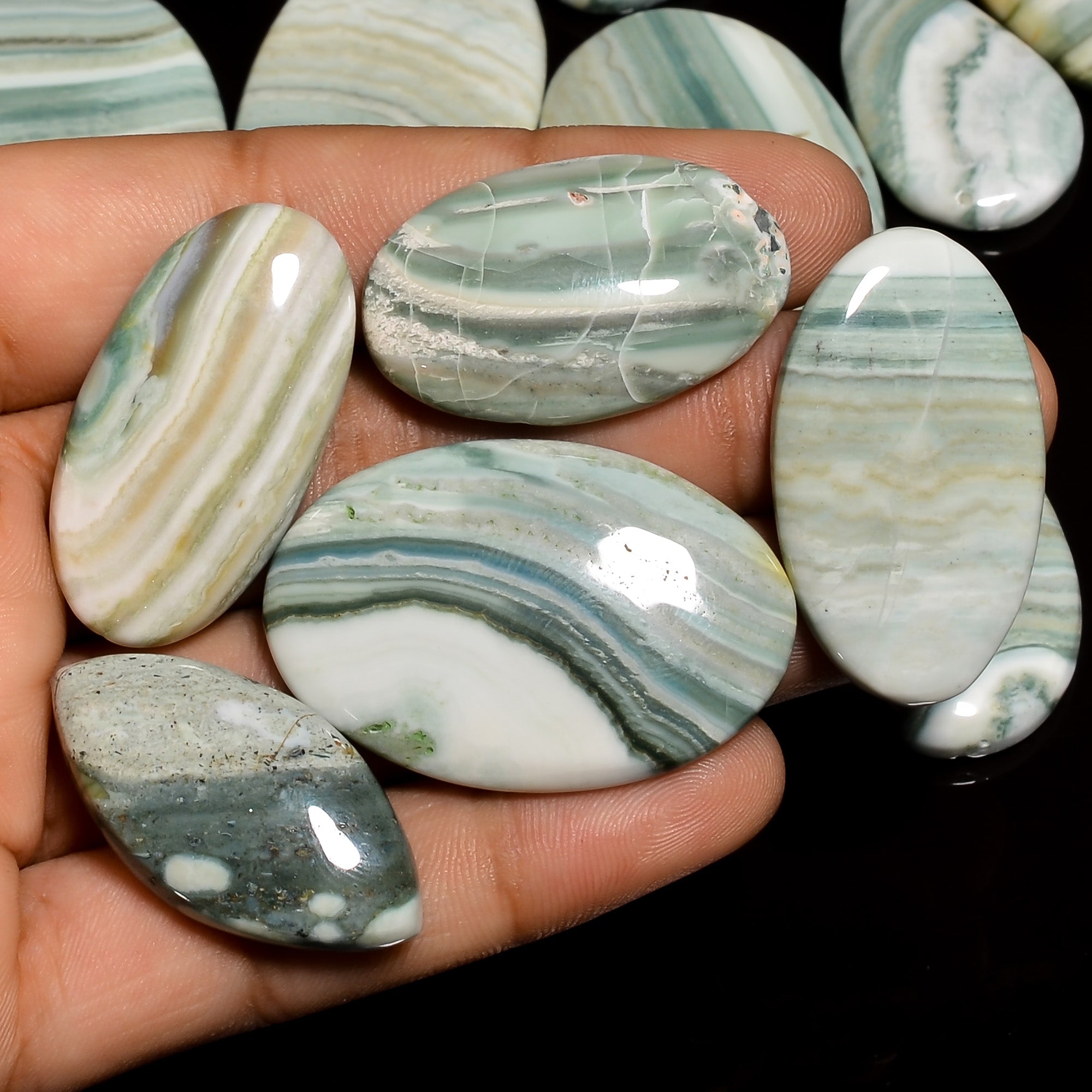 Wholesale Jewelry Supply – Natural Saturan Chalcedony Cabochon Gemstone Lot