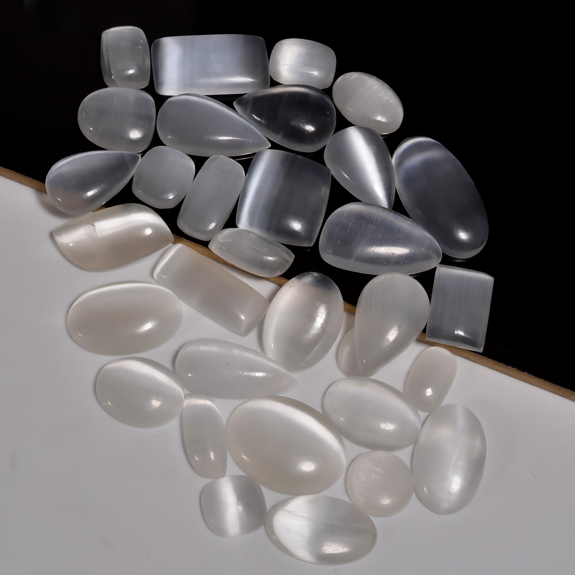 Natural Selenite Cabochons Wholesale – Perfect Gemstone Lot for Jewelers