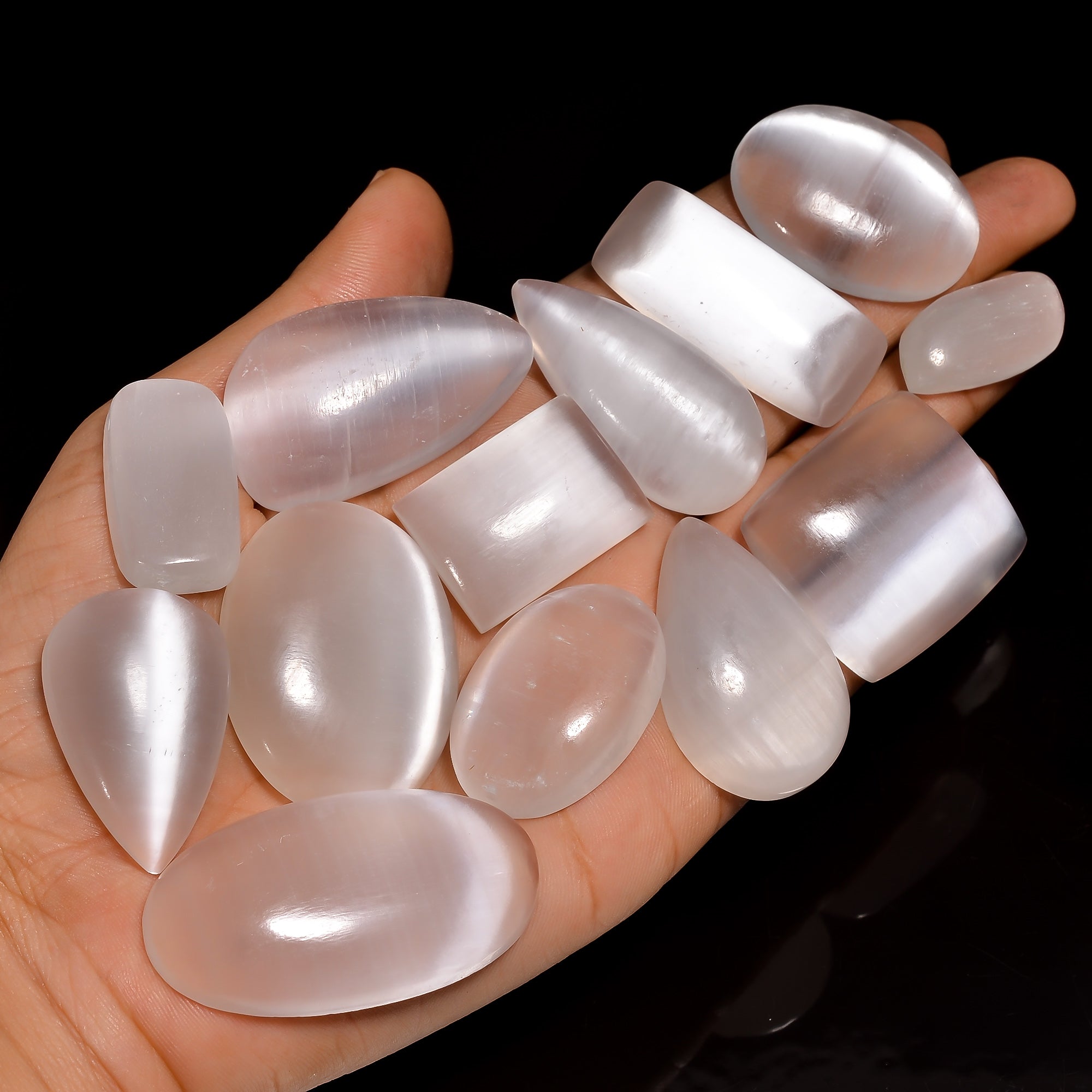 Natural Selenite Cabochons Wholesale – Perfect Gemstone Lot for Jewelers