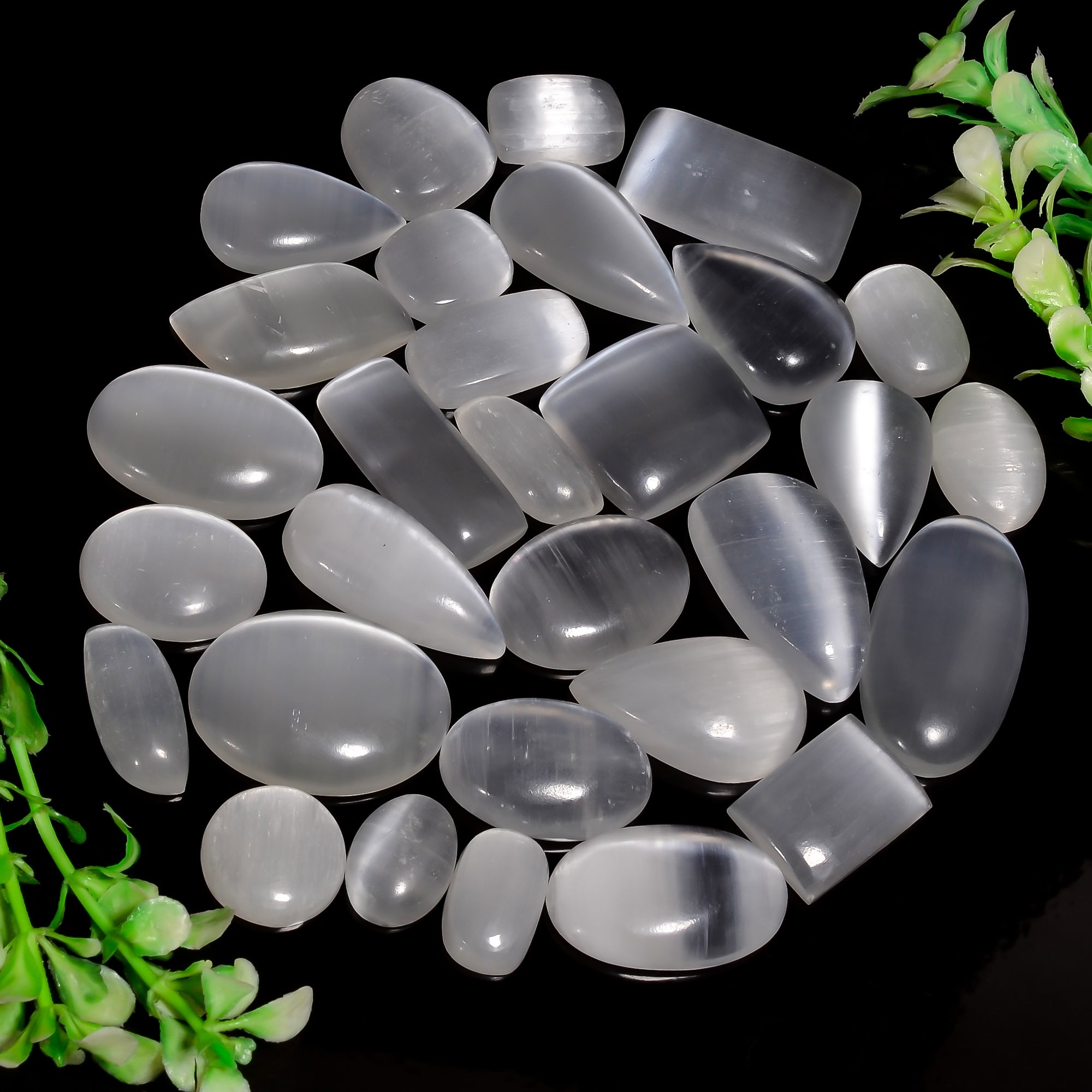 Natural Selenite Cabochons Wholesale – Perfect Gemstone Lot for Jewelers