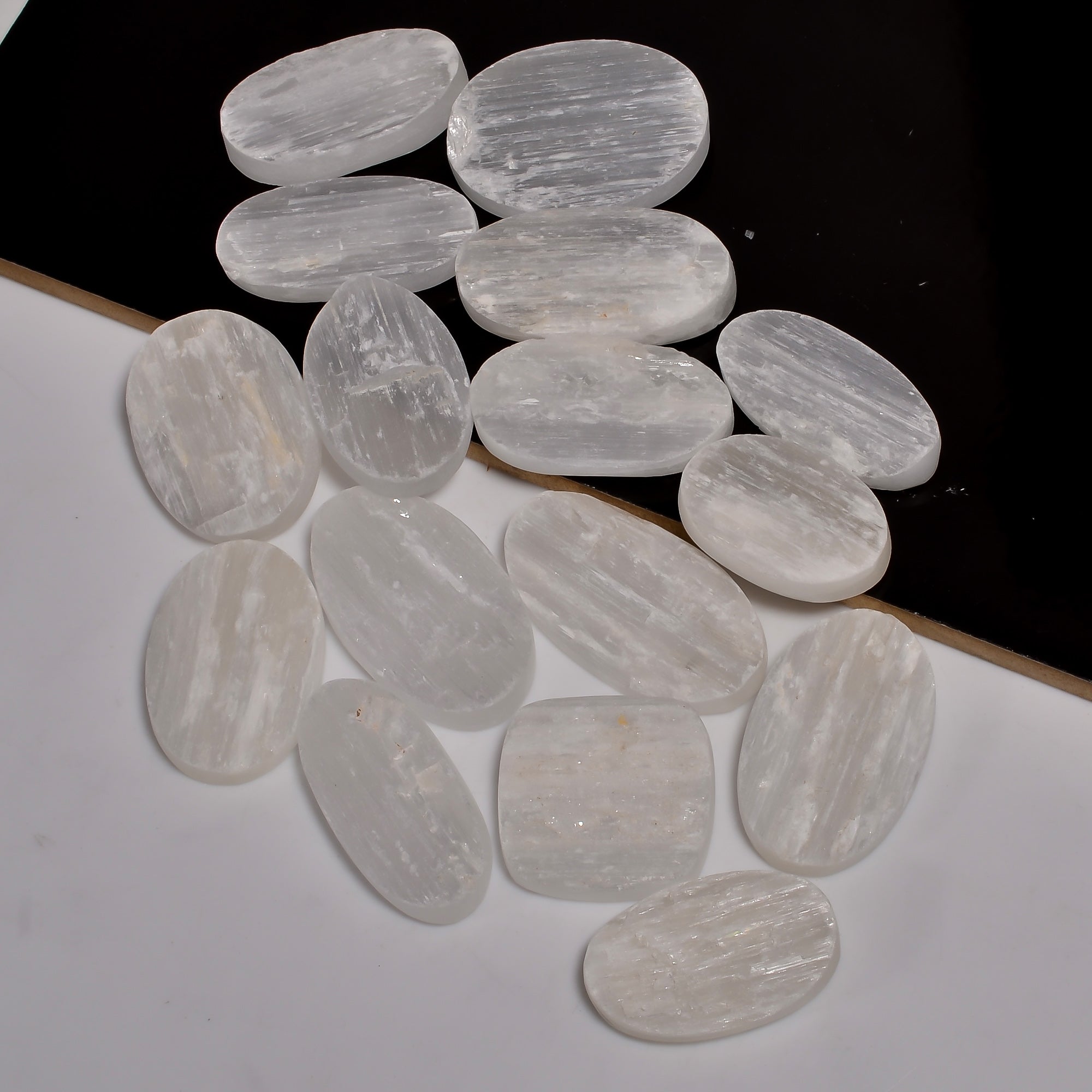 Genuine Natural Selenite Druzy Cabochons – Wholesale Gemstone Lot Direct from Supplier