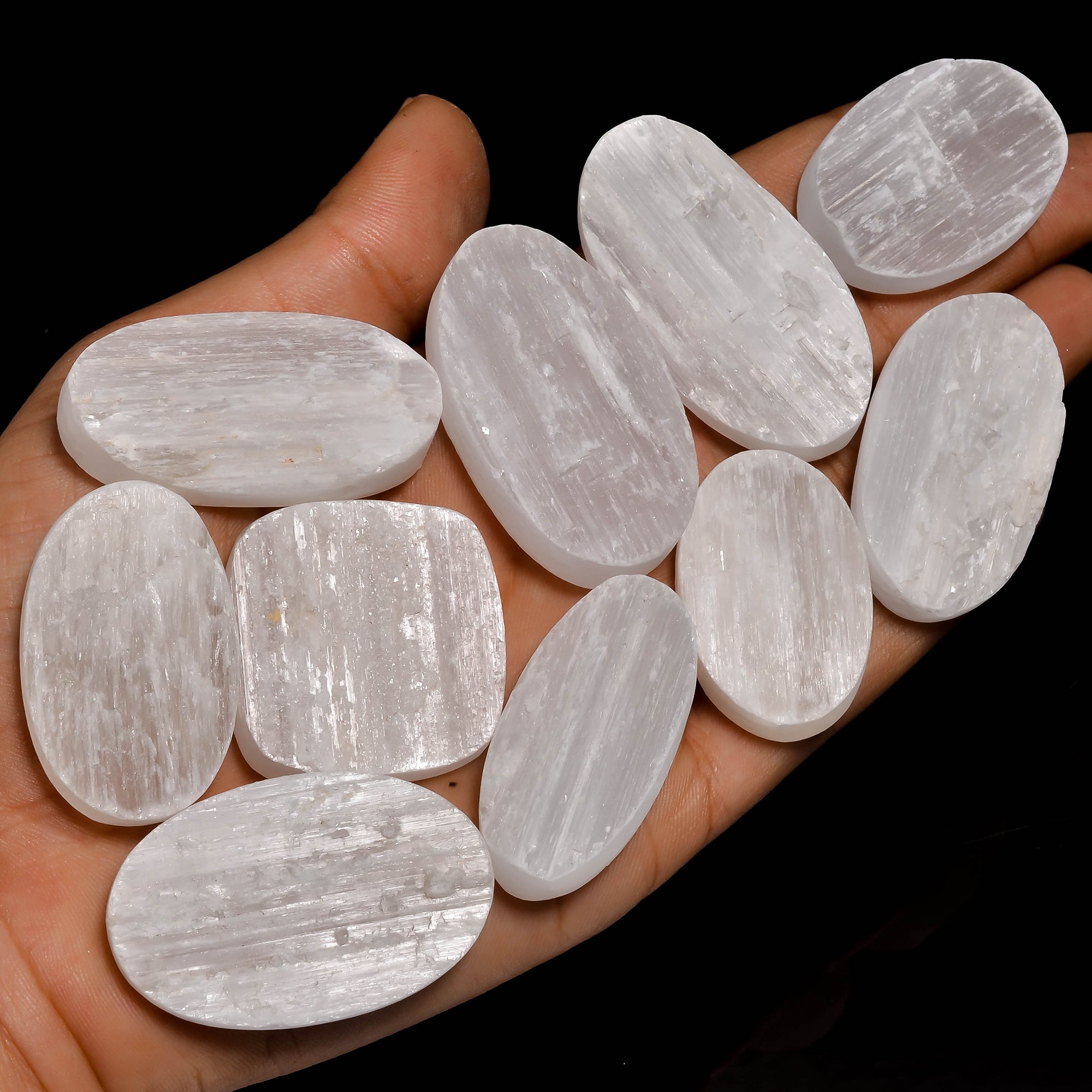 Genuine Natural Selenite Druzy Cabochons – Wholesale Gemstone Lot Direct from Supplier
