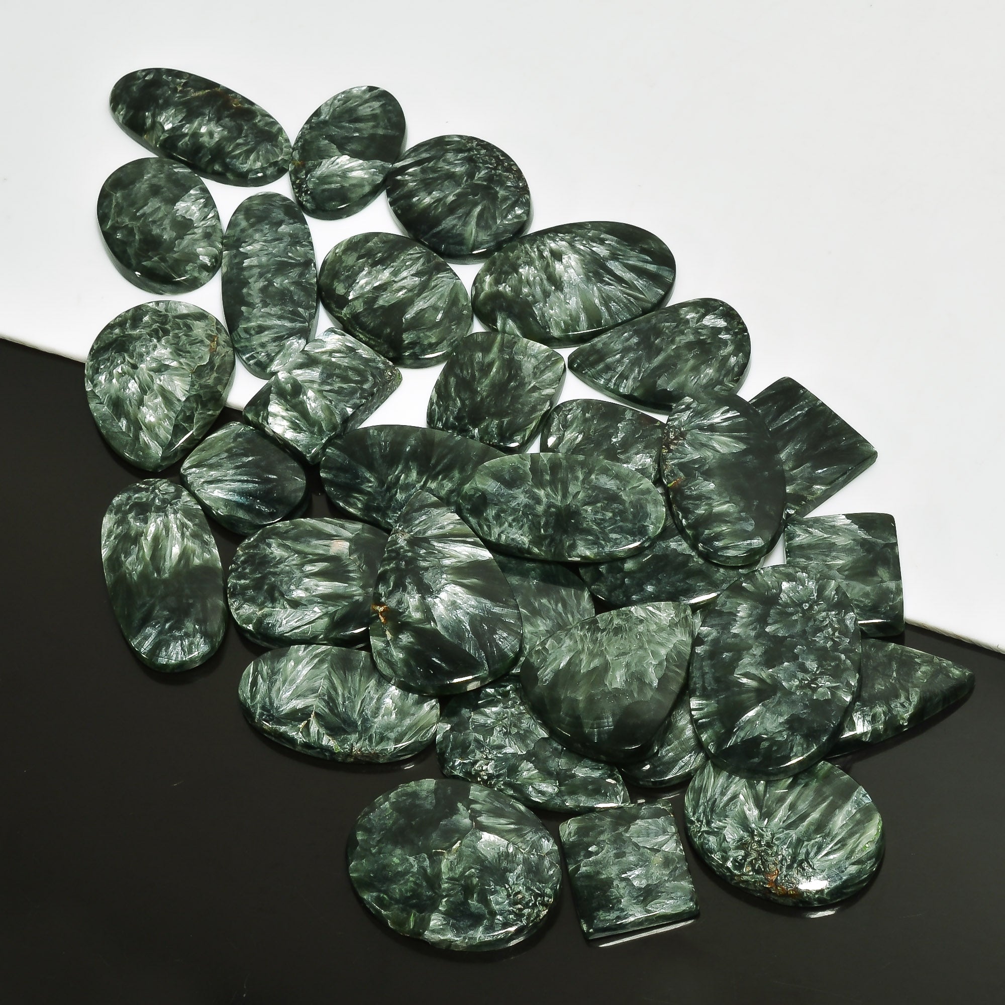 Natural Seraphinite Cabochon Lot – Wholesale Gemstones for Craft & Jewelry Supply