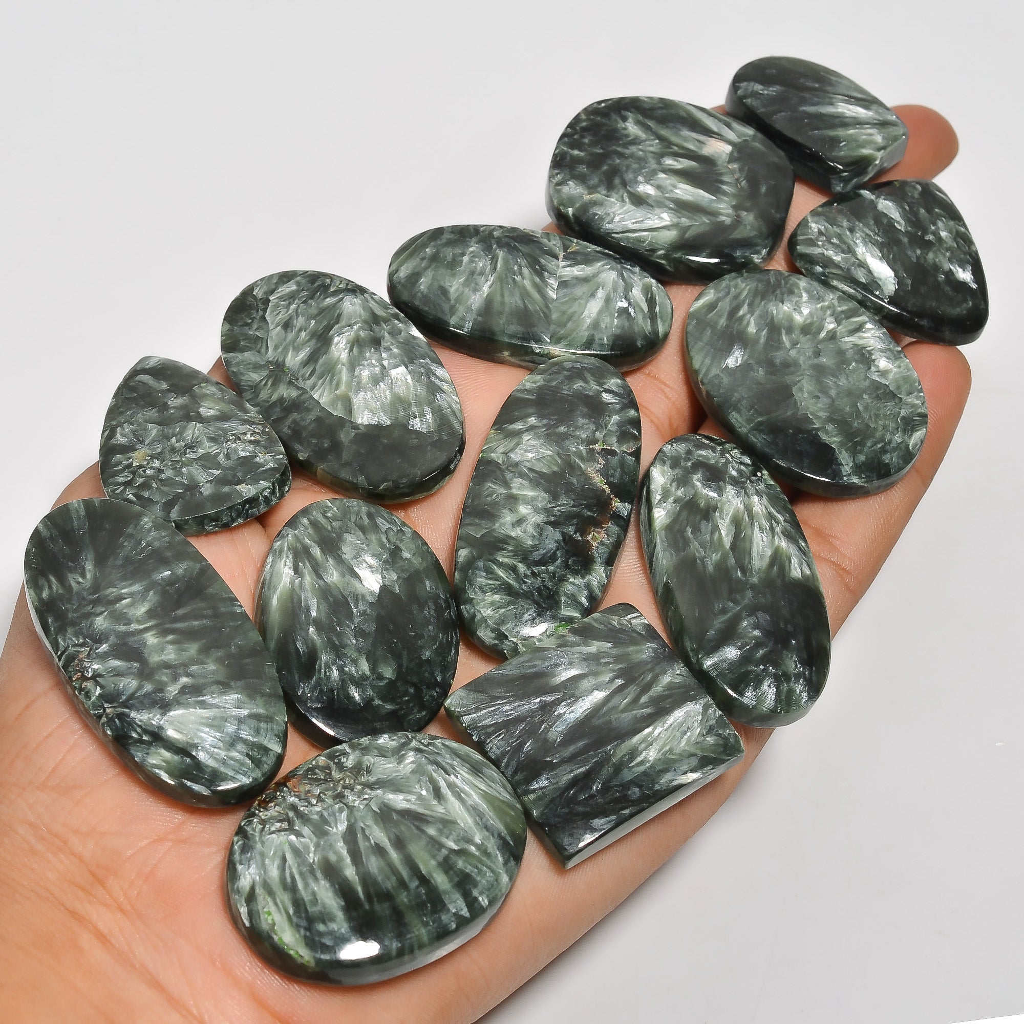 Natural Seraphinite Cabochon Lot – Wholesale Gemstones for Craft & Jewelry Supply