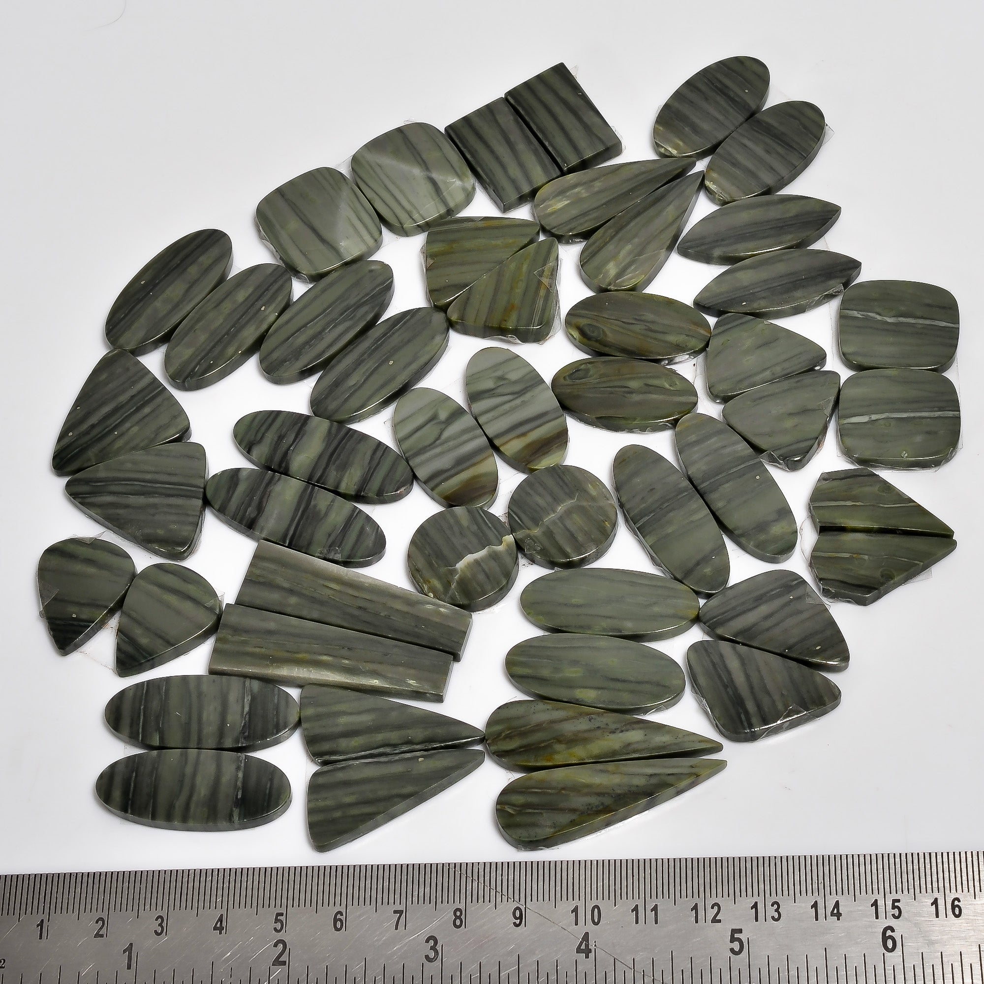 Wholesale Lot of Smooth Polished Serpentine Pair Cabochons – Perfect for Jewelers