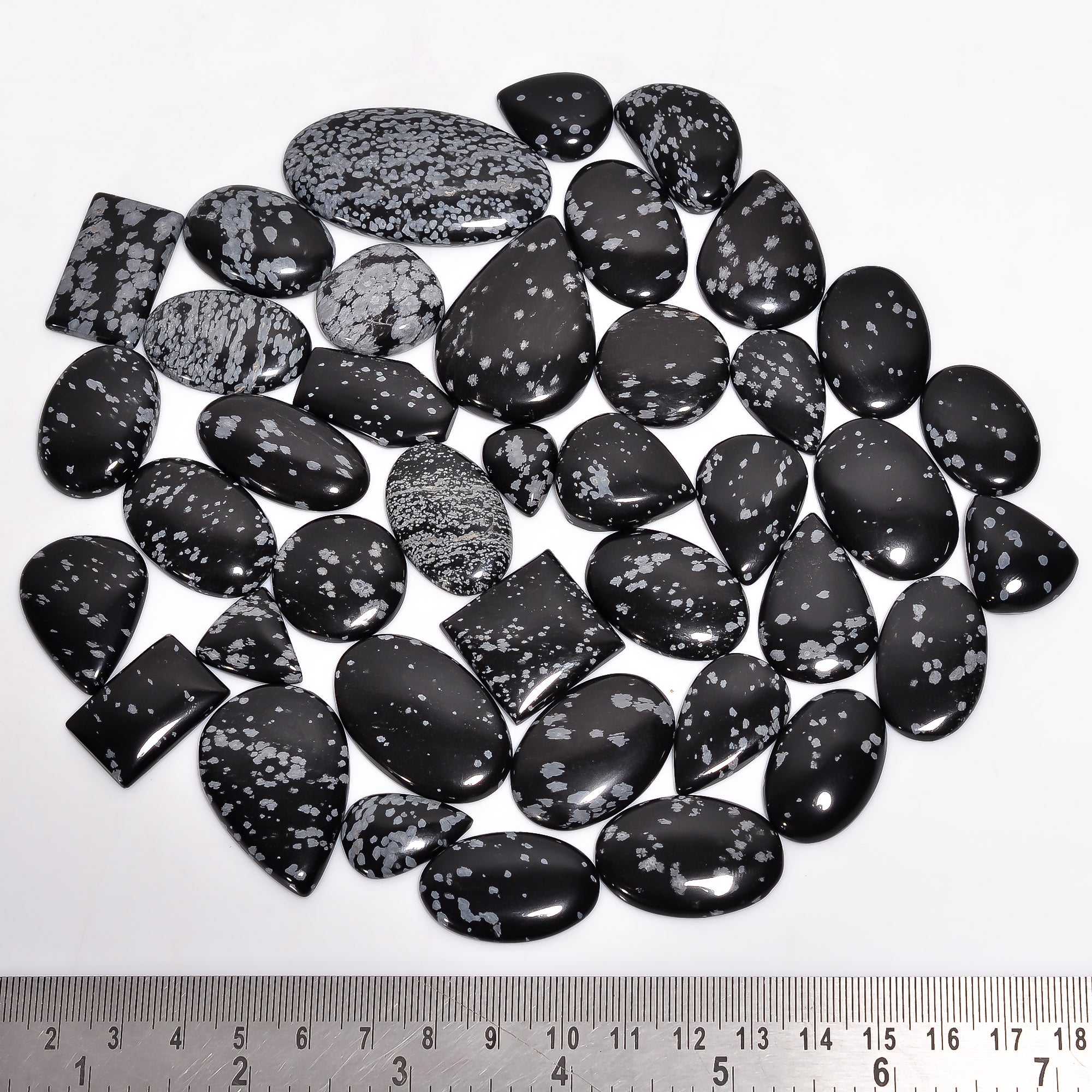 High Quality Natural Snowflake Obsidian Cabochons – Wholesale Gemstone Lot for Sale