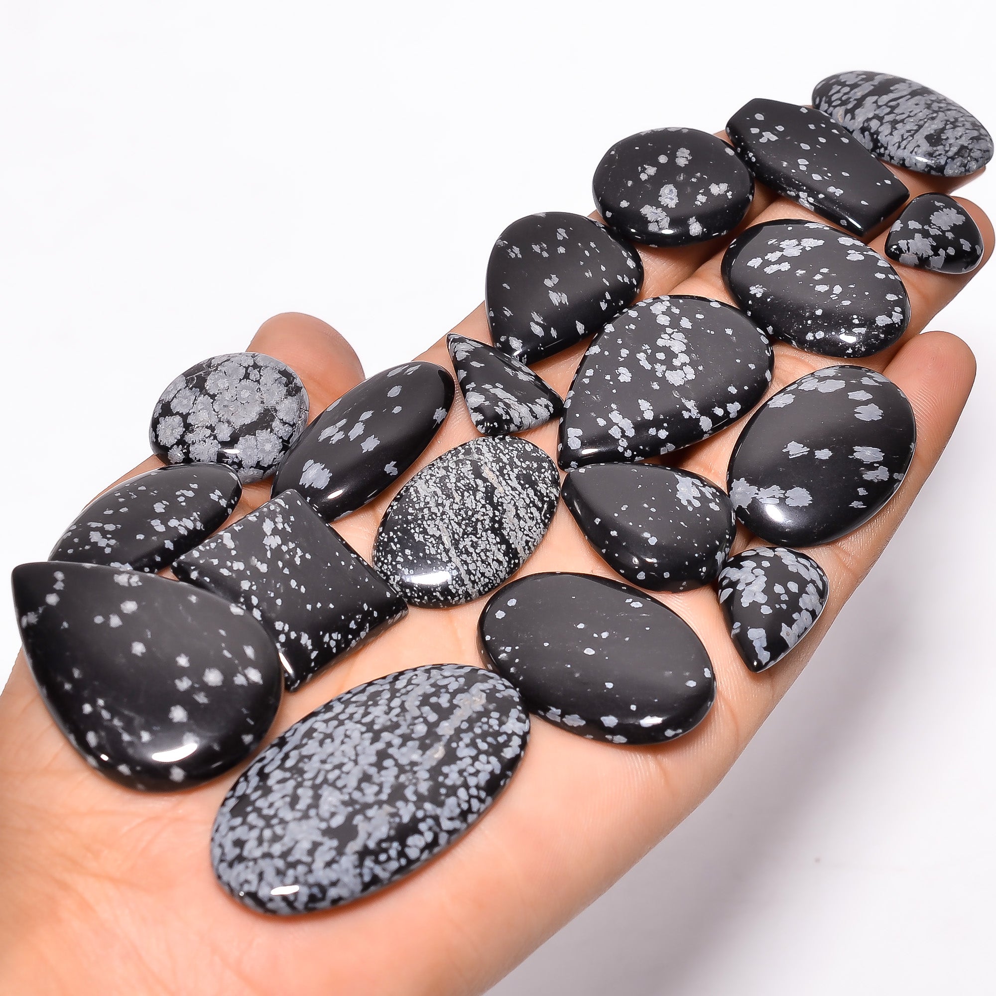 High Quality Natural Snowflake Obsidian Cabochons – Wholesale Gemstone Lot for Sale