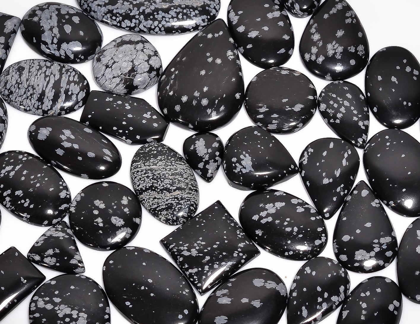 High Quality Natural Snowflake Obsidian Cabochons – Wholesale Gemstone Lot for Sale