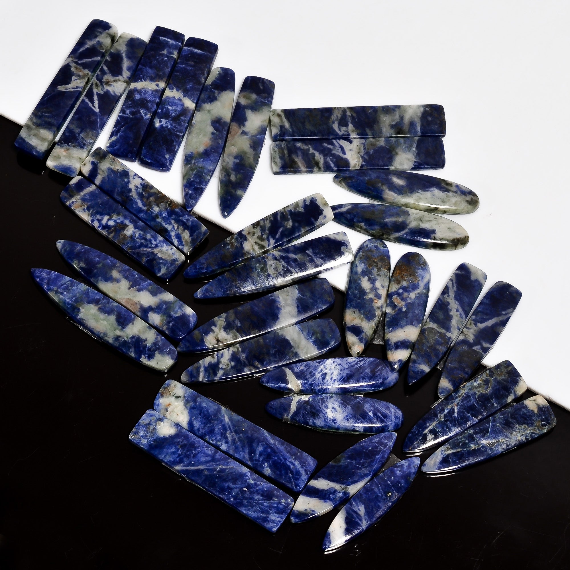Natural Cabochon  Sodalite Pair Wholesale Lot – Polished Gemstones for Designers