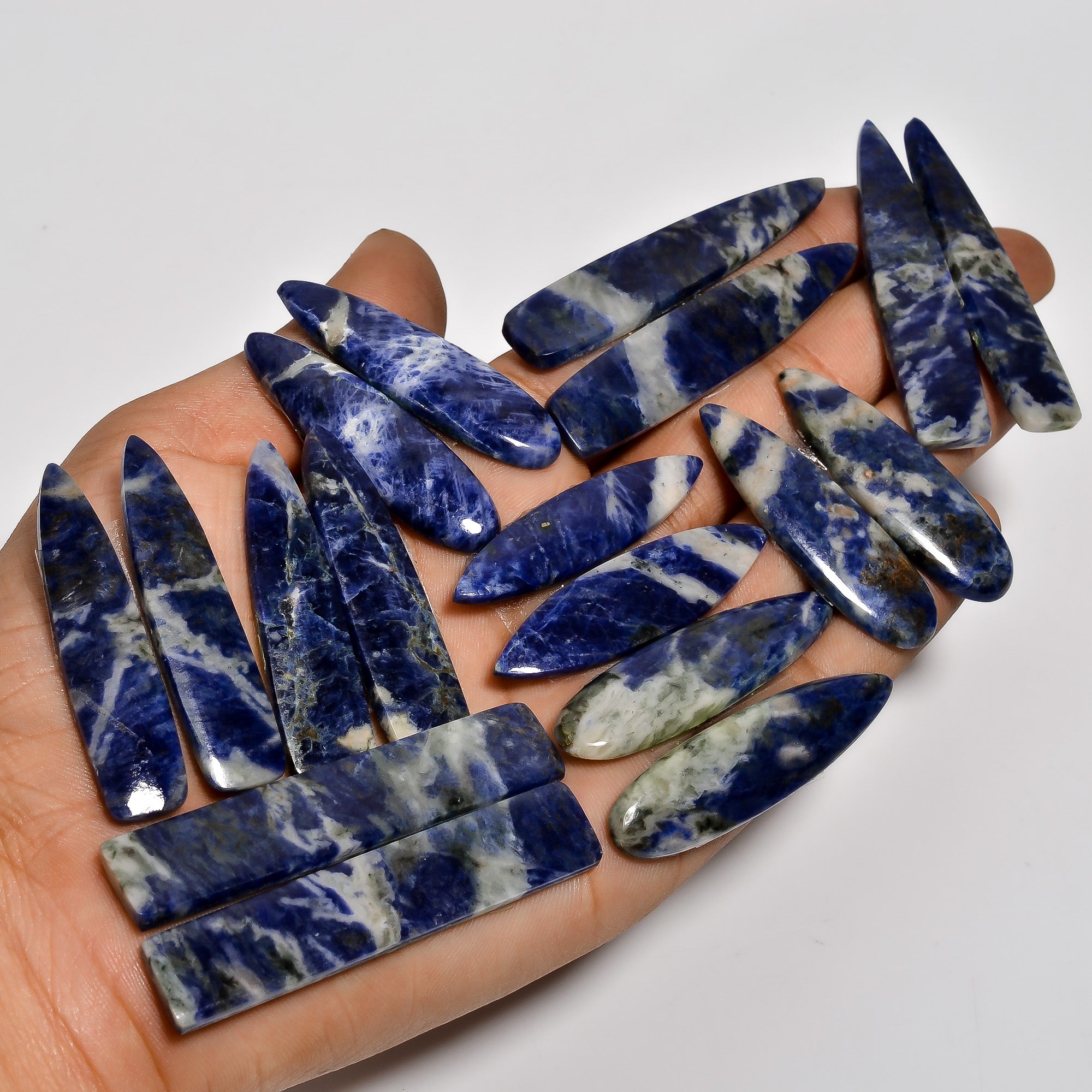 Natural Cabochon  Sodalite Pair Wholesale Lot – Polished Gemstones for Designers