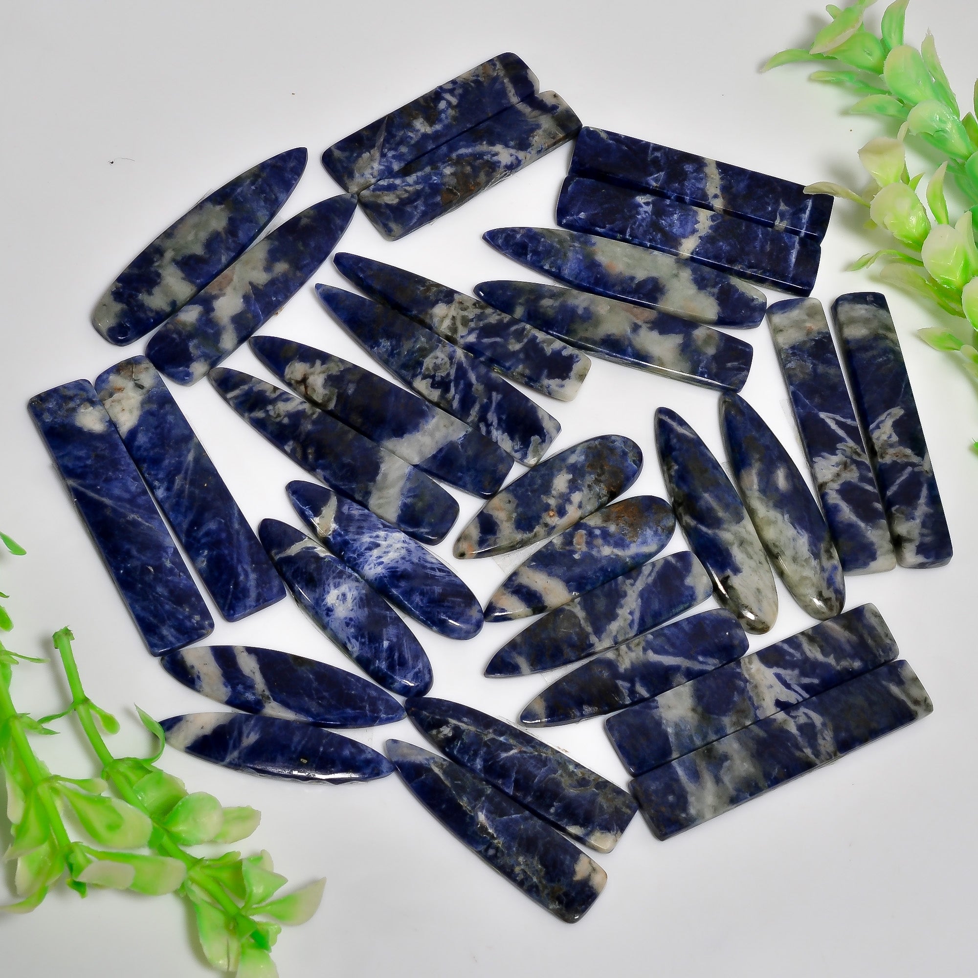 Natural Cabochon  Sodalite Pair Wholesale Lot – Polished Gemstones for Designers