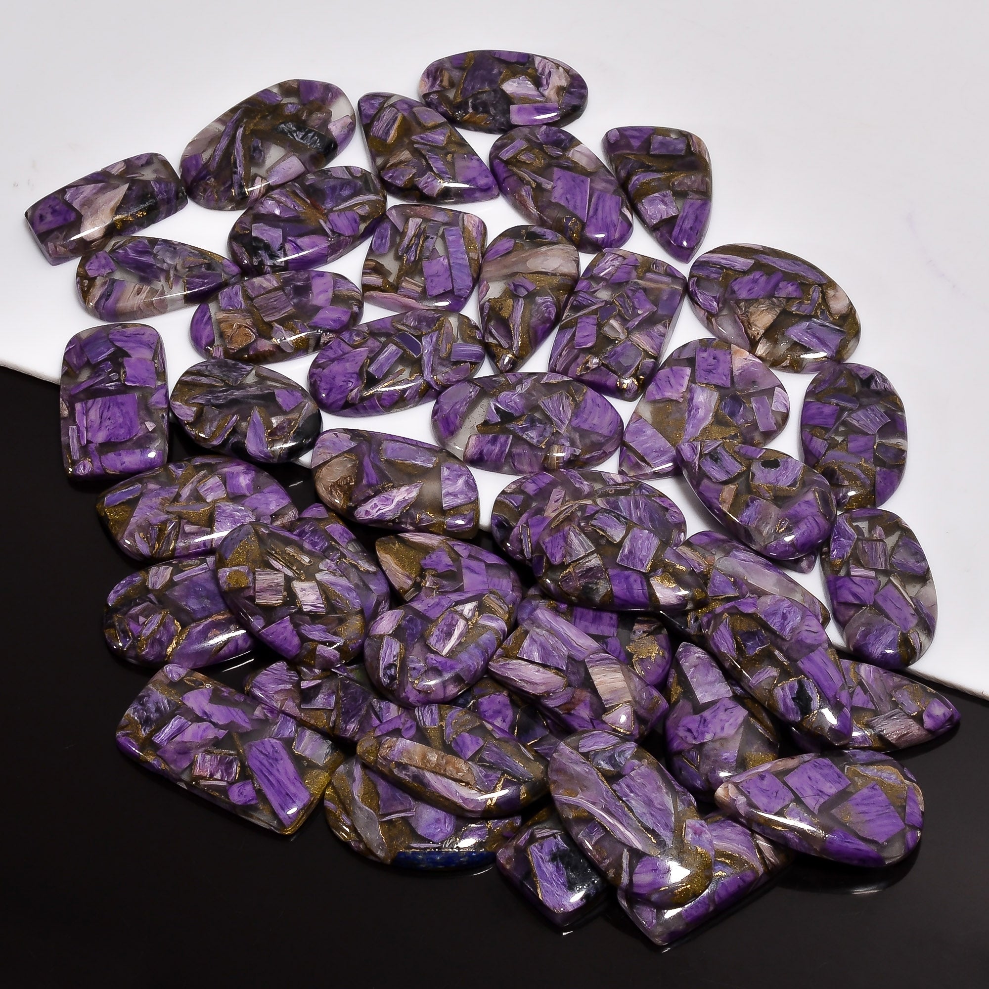 Genuine Natural Spiny Copper Charoite Cabochon Stones – Perfect for Handmade Jewelry