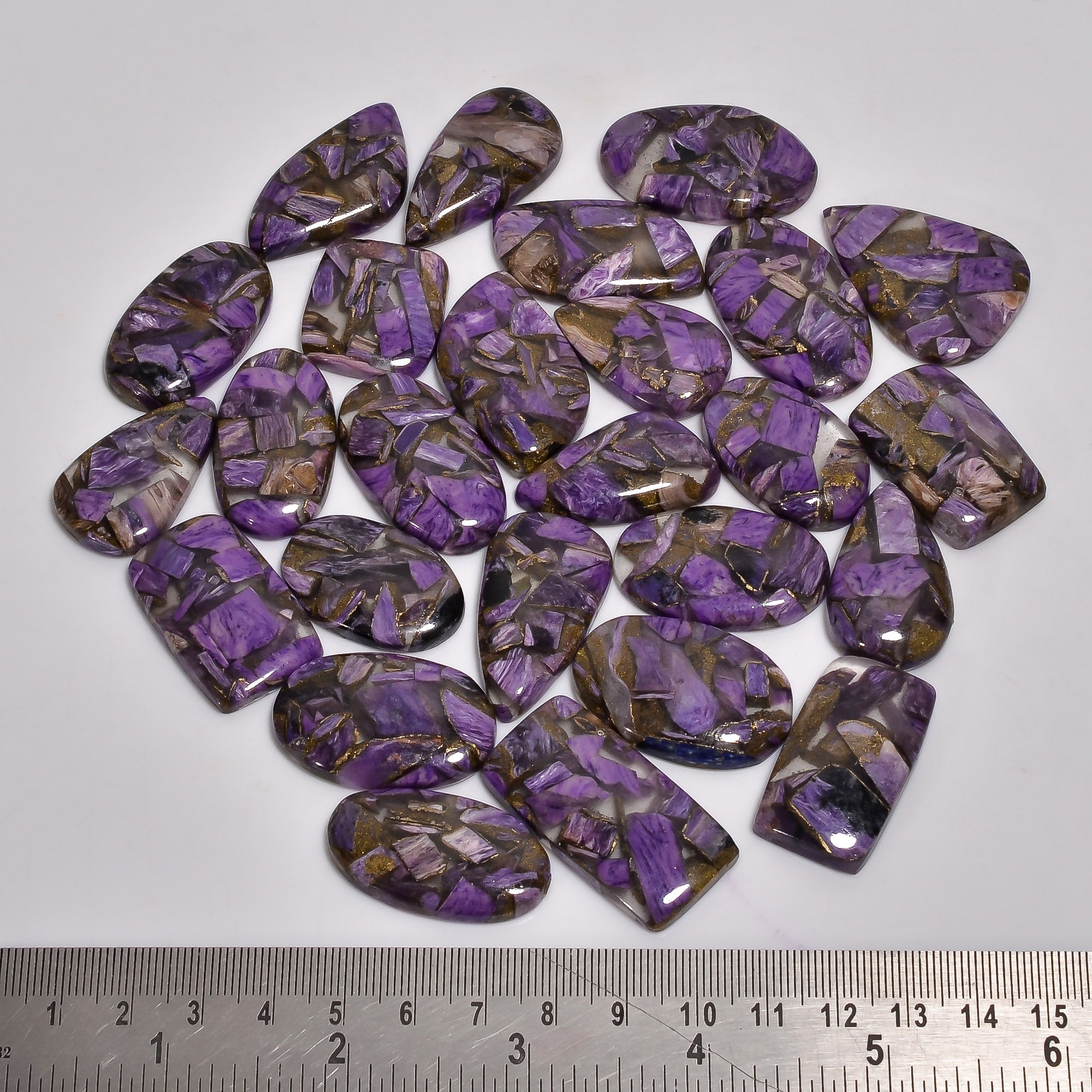 Genuine Natural Spiny Copper Charoite Cabochon Stones – Perfect for Handmade Jewelry
