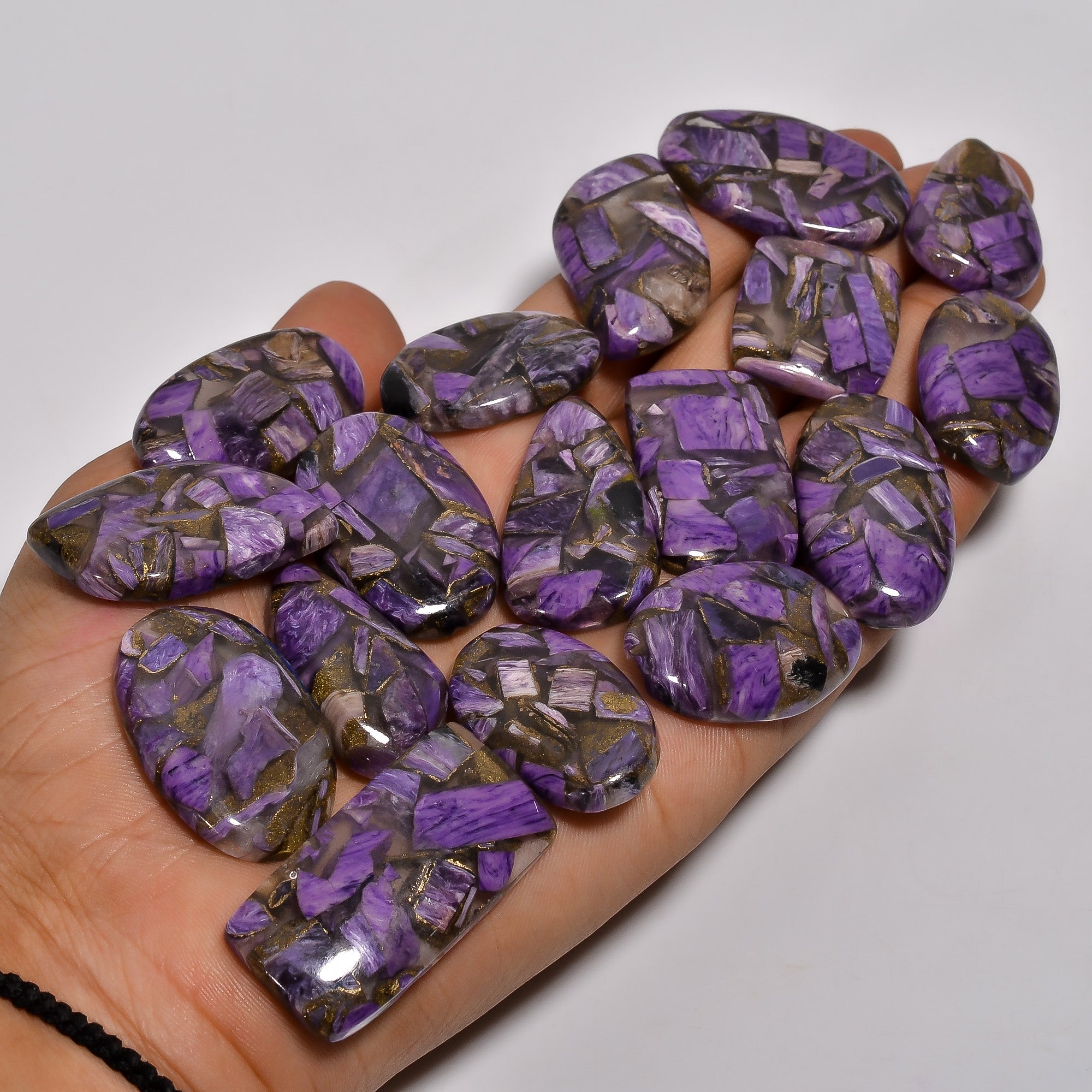 Genuine Natural Spiny Copper Charoite Cabochon Stones – Perfect for Handmade Jewelry