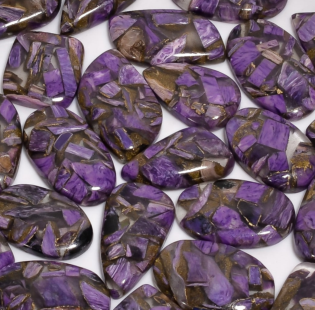 Genuine Natural Spiny Copper Charoite Cabochon Stones – Perfect for Handmade Jewelry