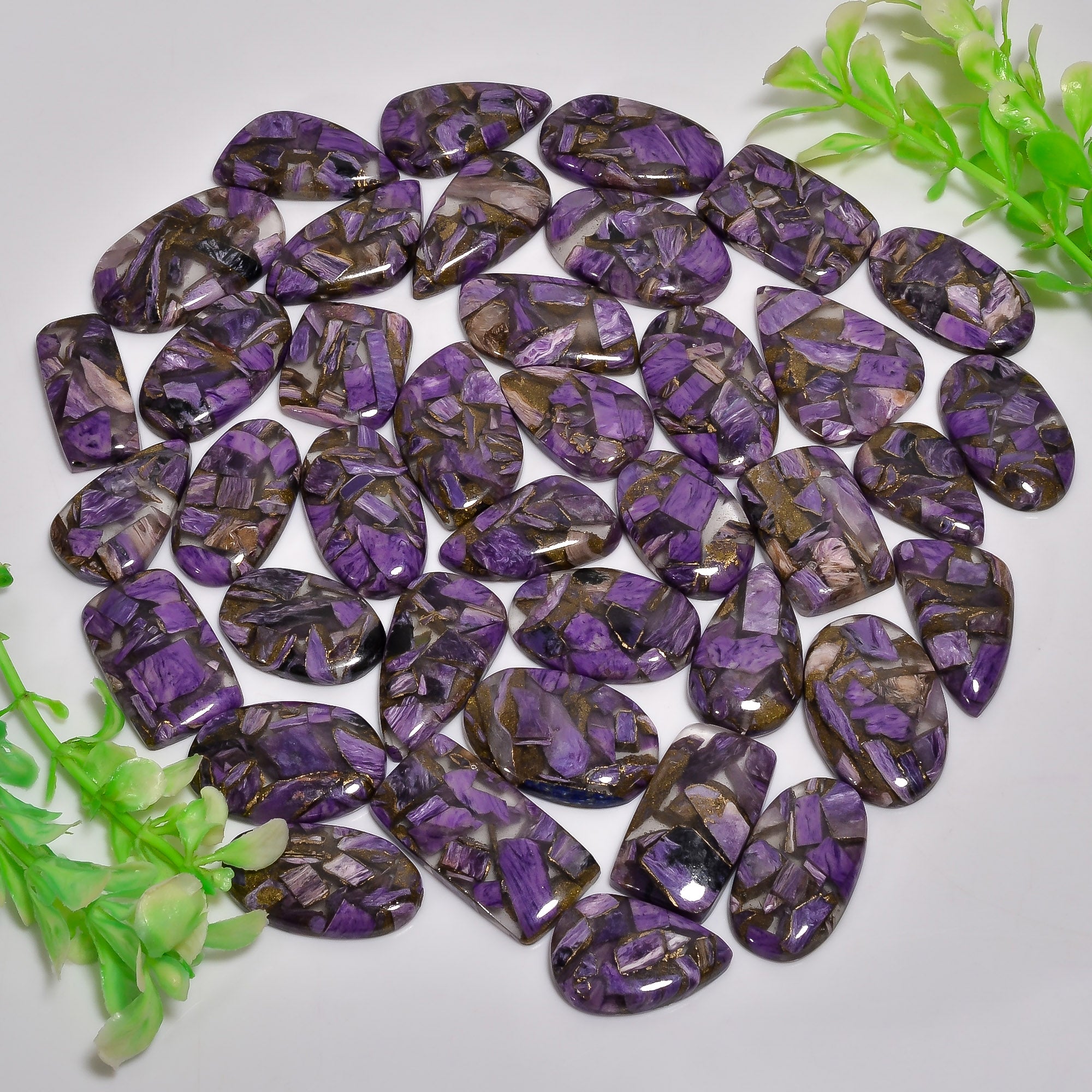 Genuine Natural Spiny Copper Charoite Cabochon Stones – Perfect for Handmade Jewelry