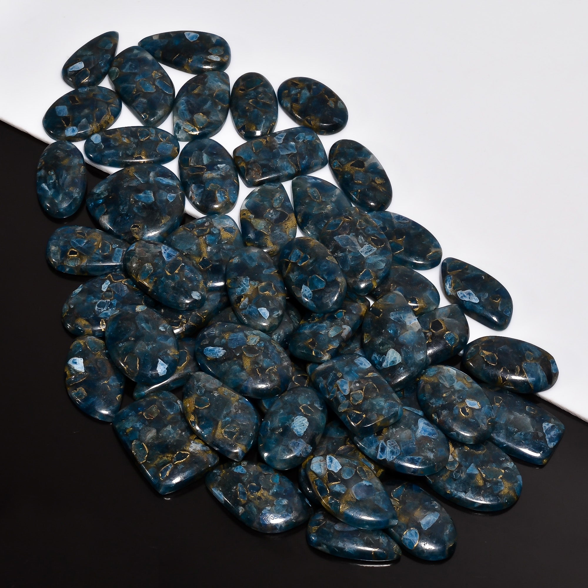 Artisan Jewelry Supply – Natural Spiny Copper Neon Blue Apatite Cabochons in Wholesale Quantity