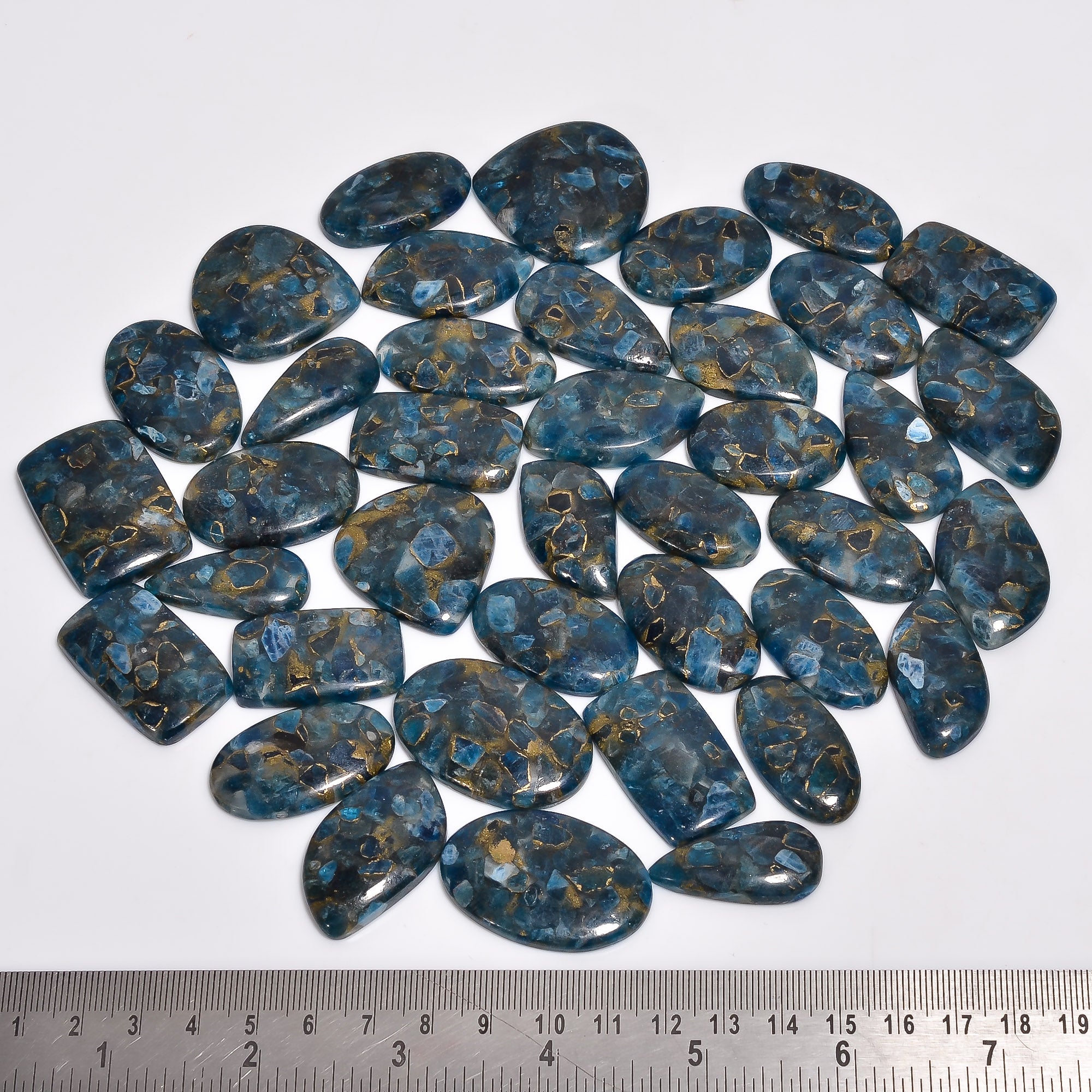 Artisan Jewelry Supply – Natural Spiny Copper Neon Blue Apatite Cabochons in Wholesale Quantity
