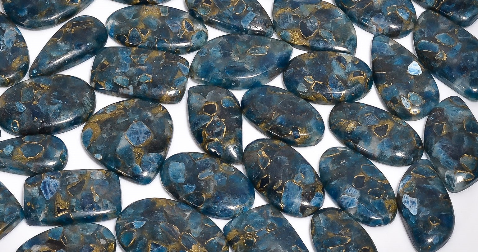 Artisan Jewelry Supply – Natural Spiny Copper Neon Blue Apatite Cabochons in Wholesale Quantity