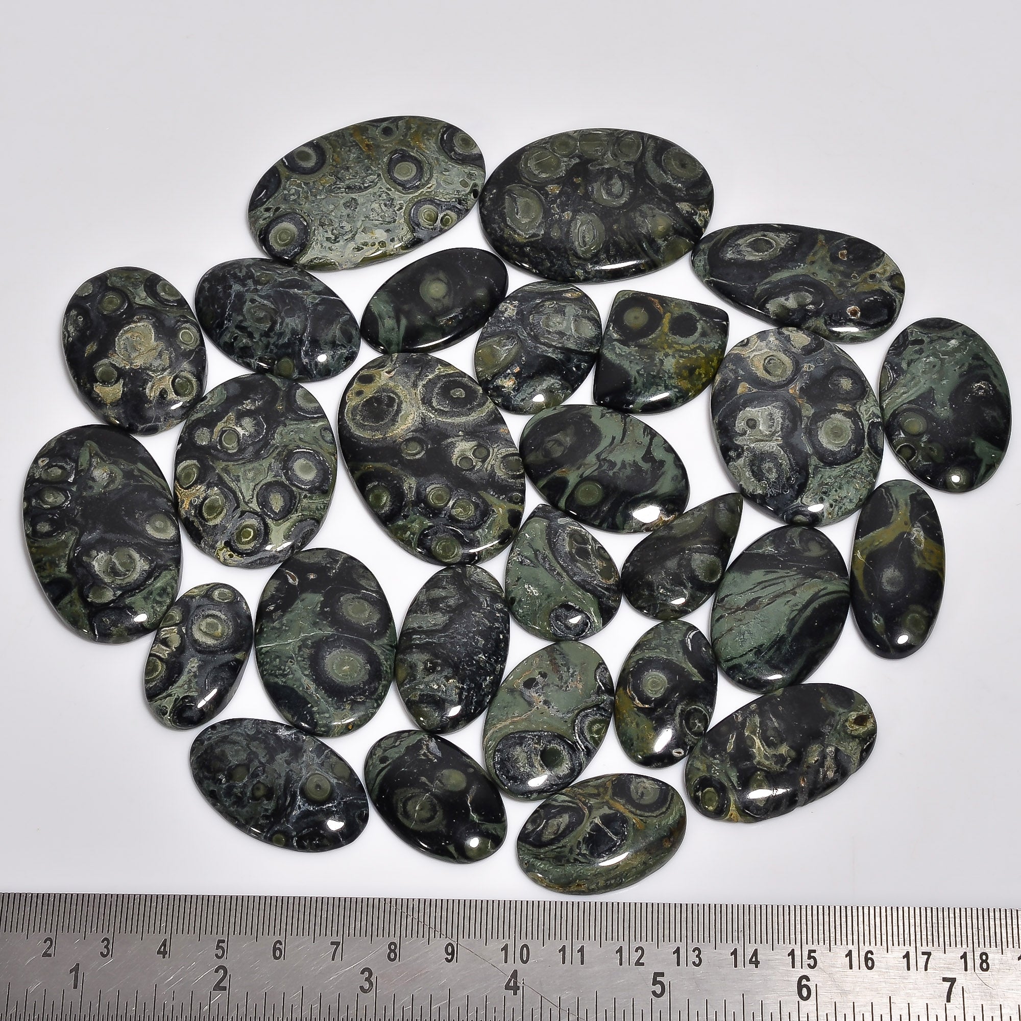 Polished Natural Star Galaxy Jasper Cabochons – Mixed Sizes Wholesale Gemstone Lot