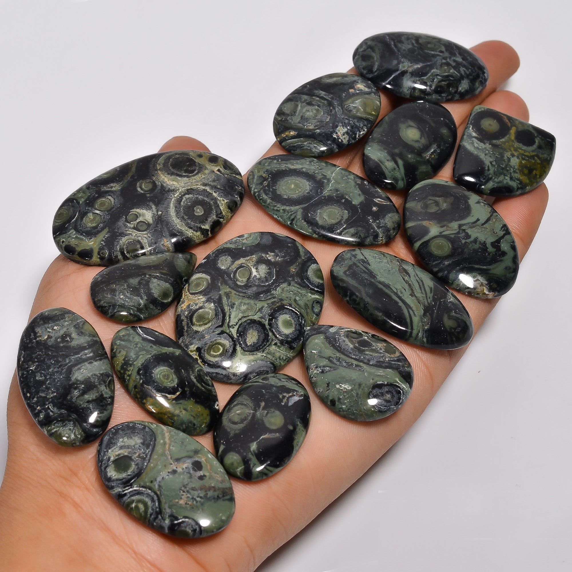 Polished Natural Star Galaxy Jasper Cabochons – Mixed Sizes Wholesale Gemstone Lot