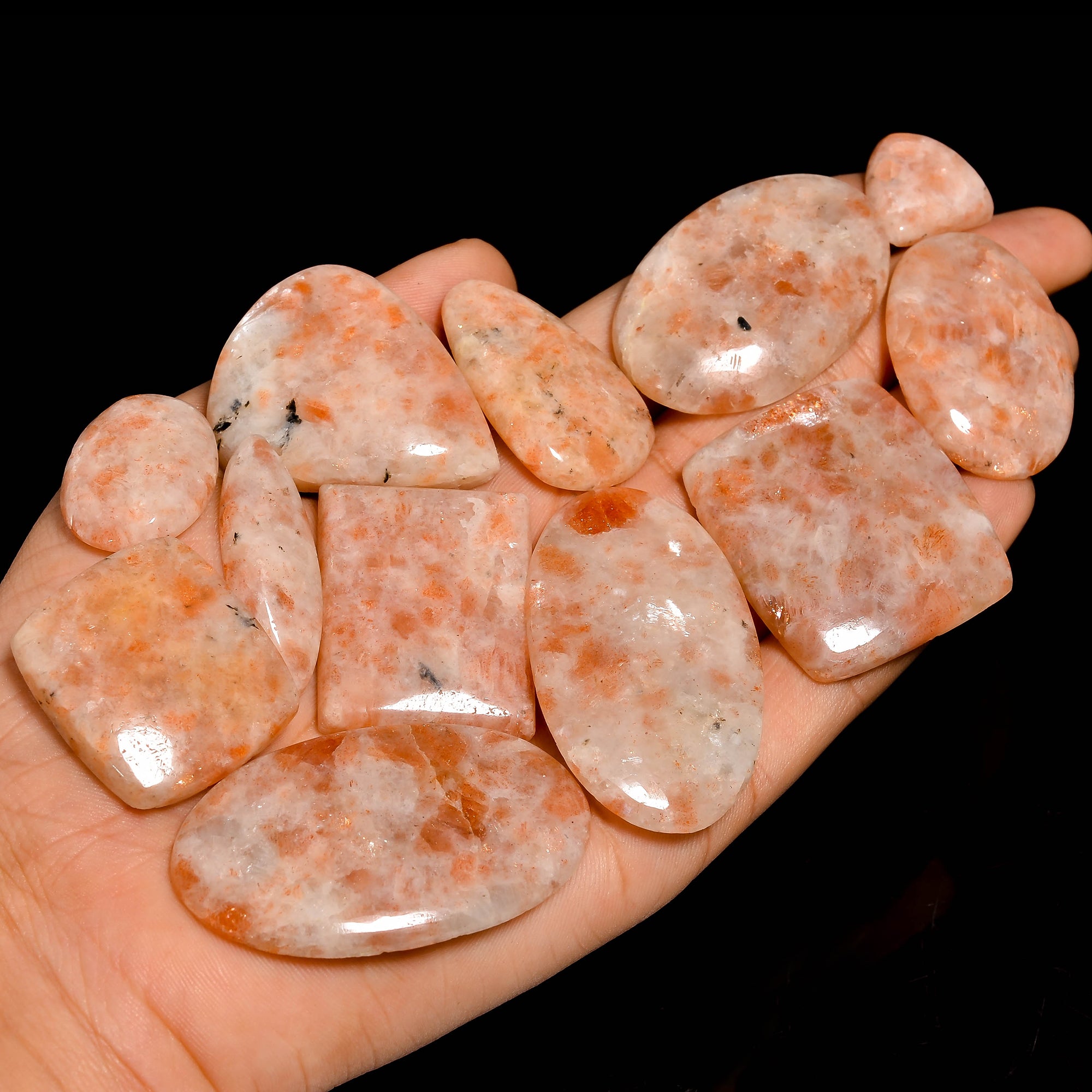 Wholesale Parcel of Natural Sunstone – Polished Cabochon Gemstones for Craft