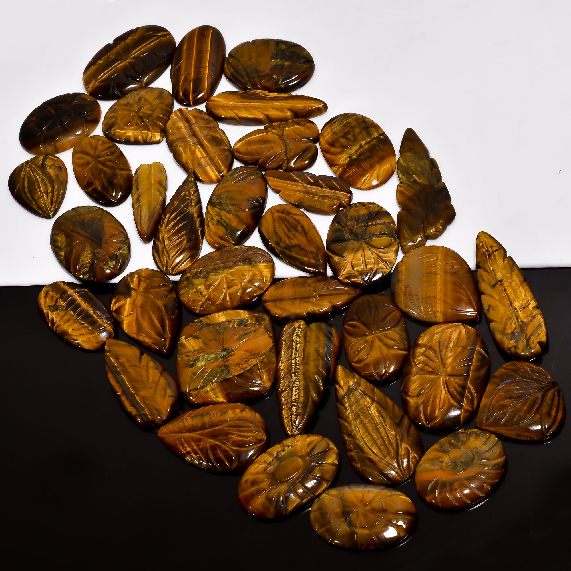 Wholesale Natural Carving Tiger Eye Cabochon Gemstone Lot – High Quality for Jewelry Making