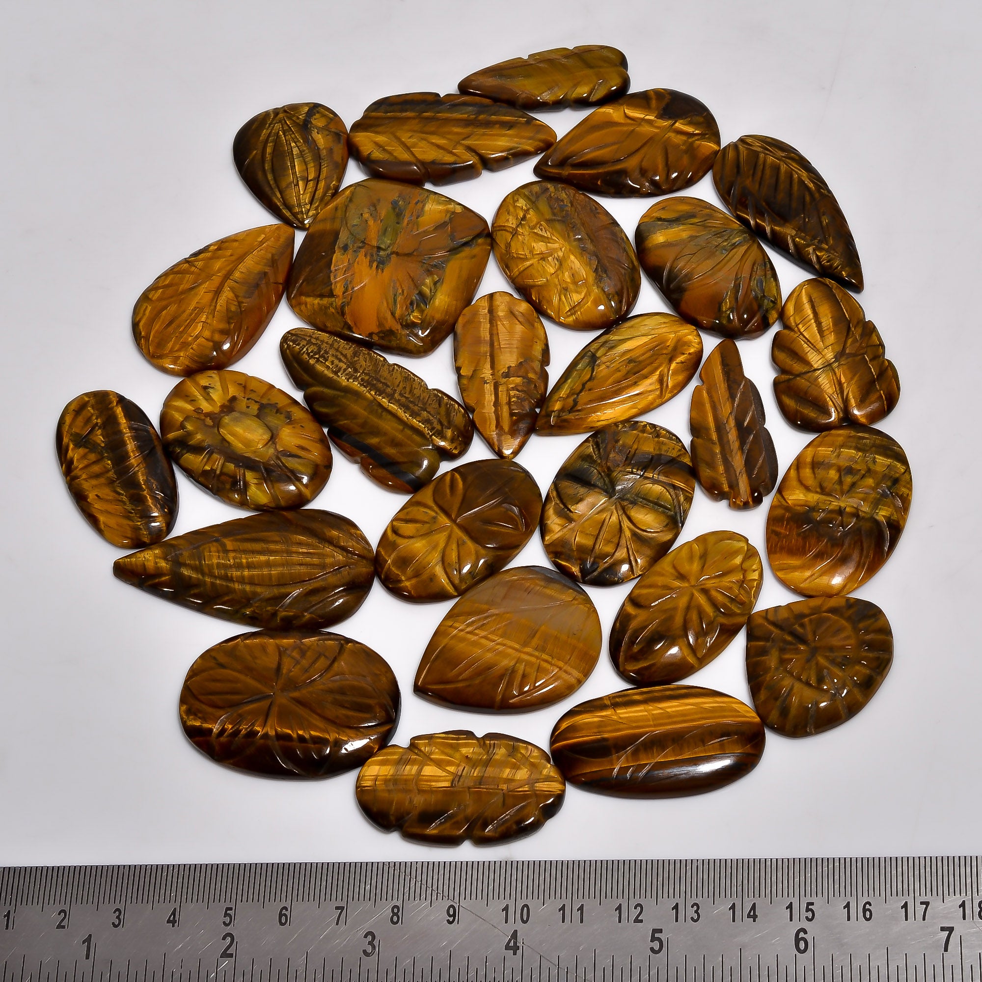 Wholesale Natural Carving Tiger Eye Cabochon Gemstone Lot – High Quality for Jewelry Making