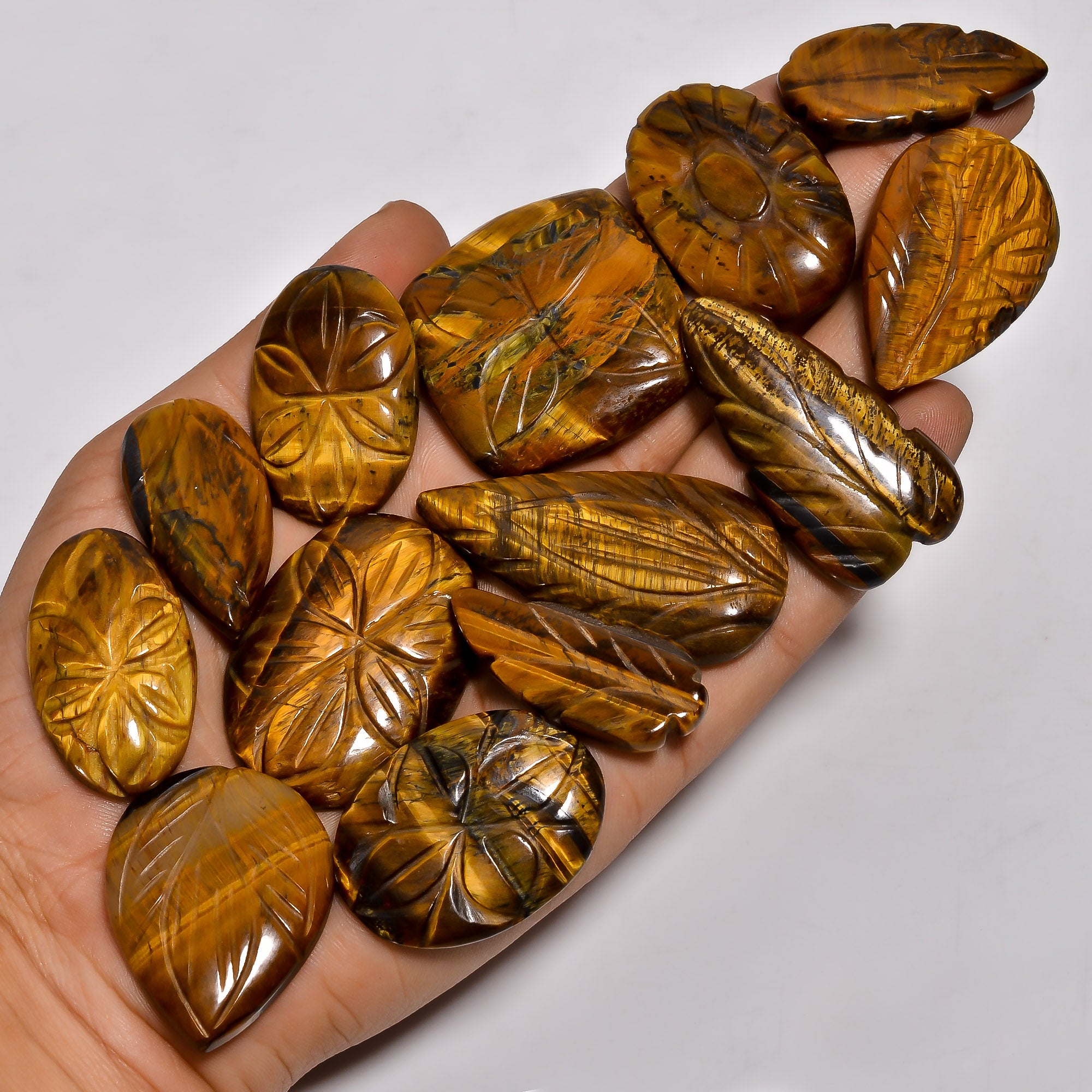 Wholesale Natural Carving Tiger Eye Cabochon Gemstone Lot – High Quality for Jewelry Making