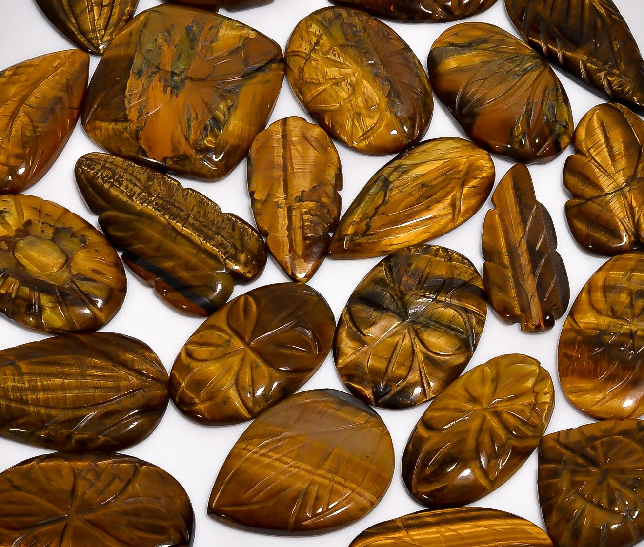 Wholesale Natural Carving Tiger Eye Cabochon Gemstone Lot – High Quality for Jewelry Making