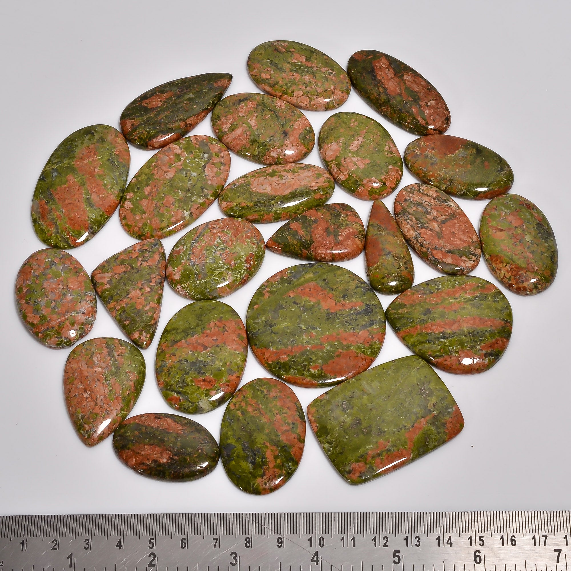 Bulk Lot of Natural Unakite Cabochons – Dome Cut Polished Gemstones