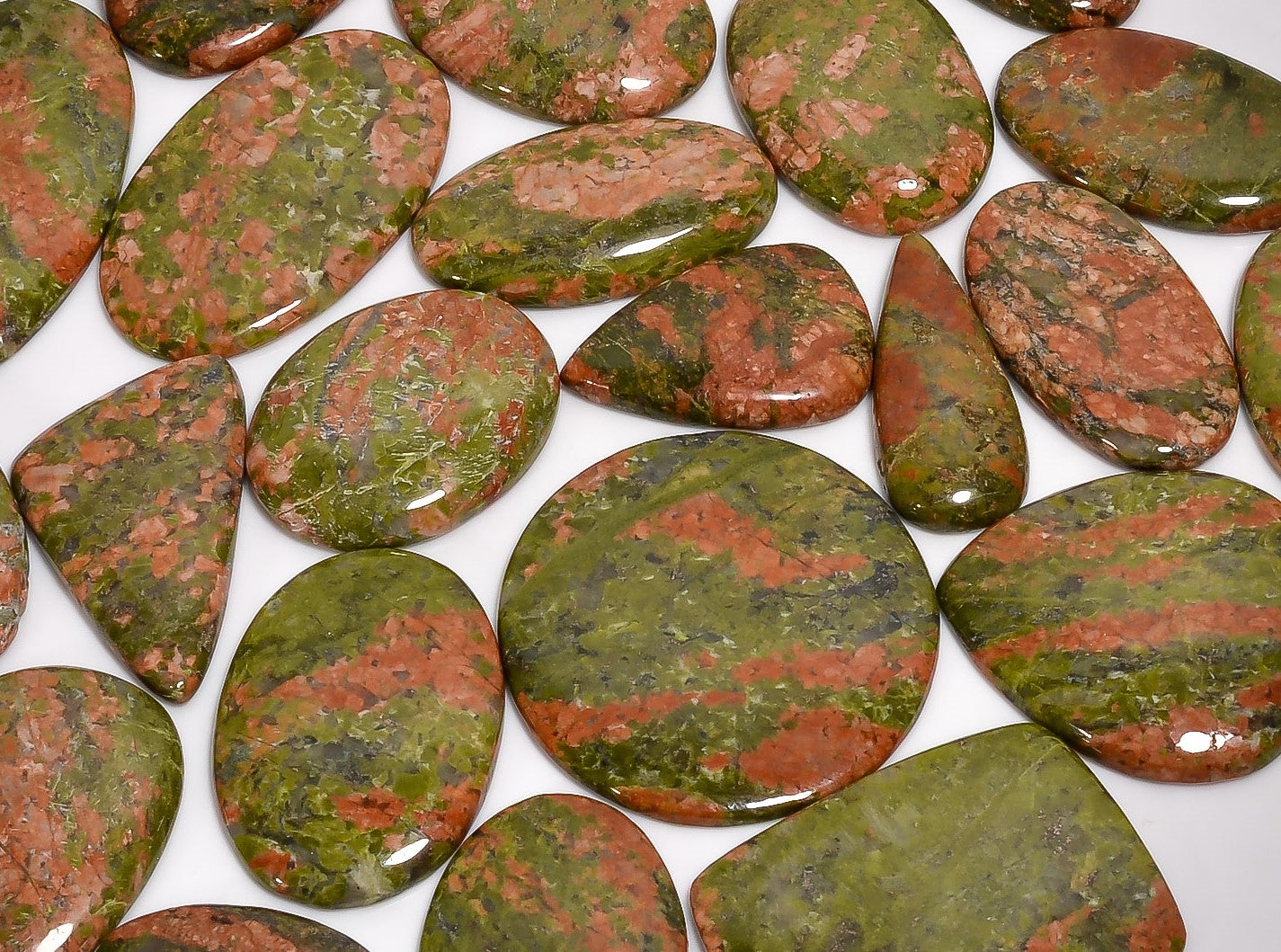 Bulk Lot of Natural Unakite Cabochons – Dome Cut Polished Gemstones