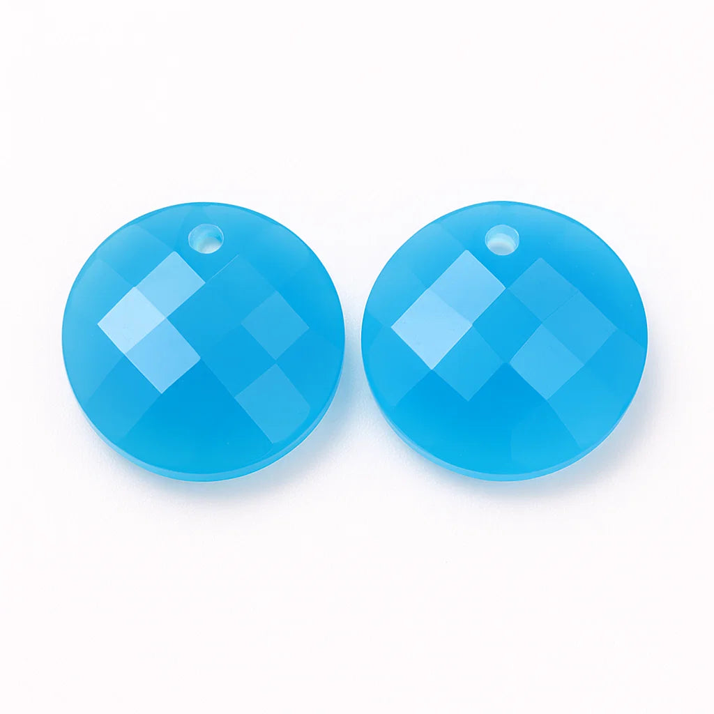 Natural Chalcedony Checker Cut Beads Pair