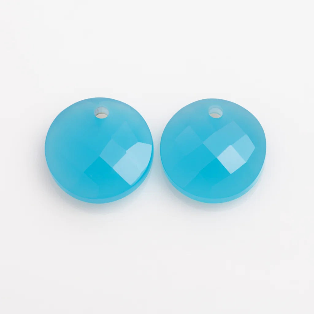 Natural Chalcedony Checker Cut Beads Pair