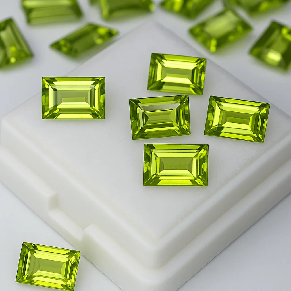 6x4mm Natural Peridot Gemstones – Rectangular Cabochon Cut