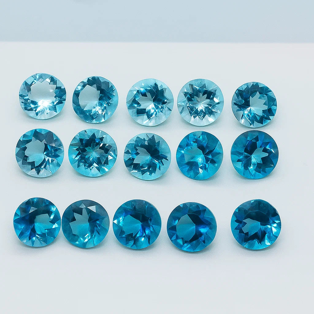 8mm Natural Swiss Blue Topaz Gemstones – Round Faceted Cut