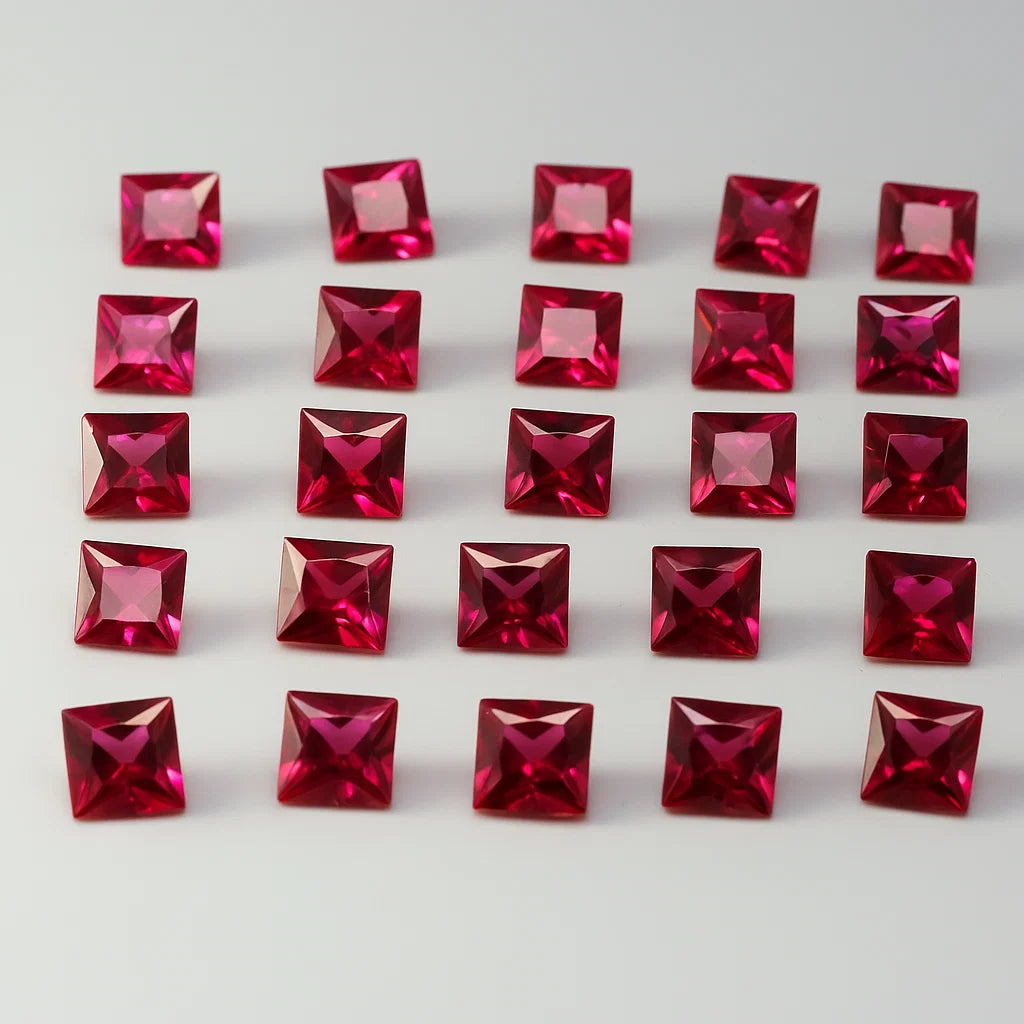5mm Square Cut Rhodolite Garnet Gemstones