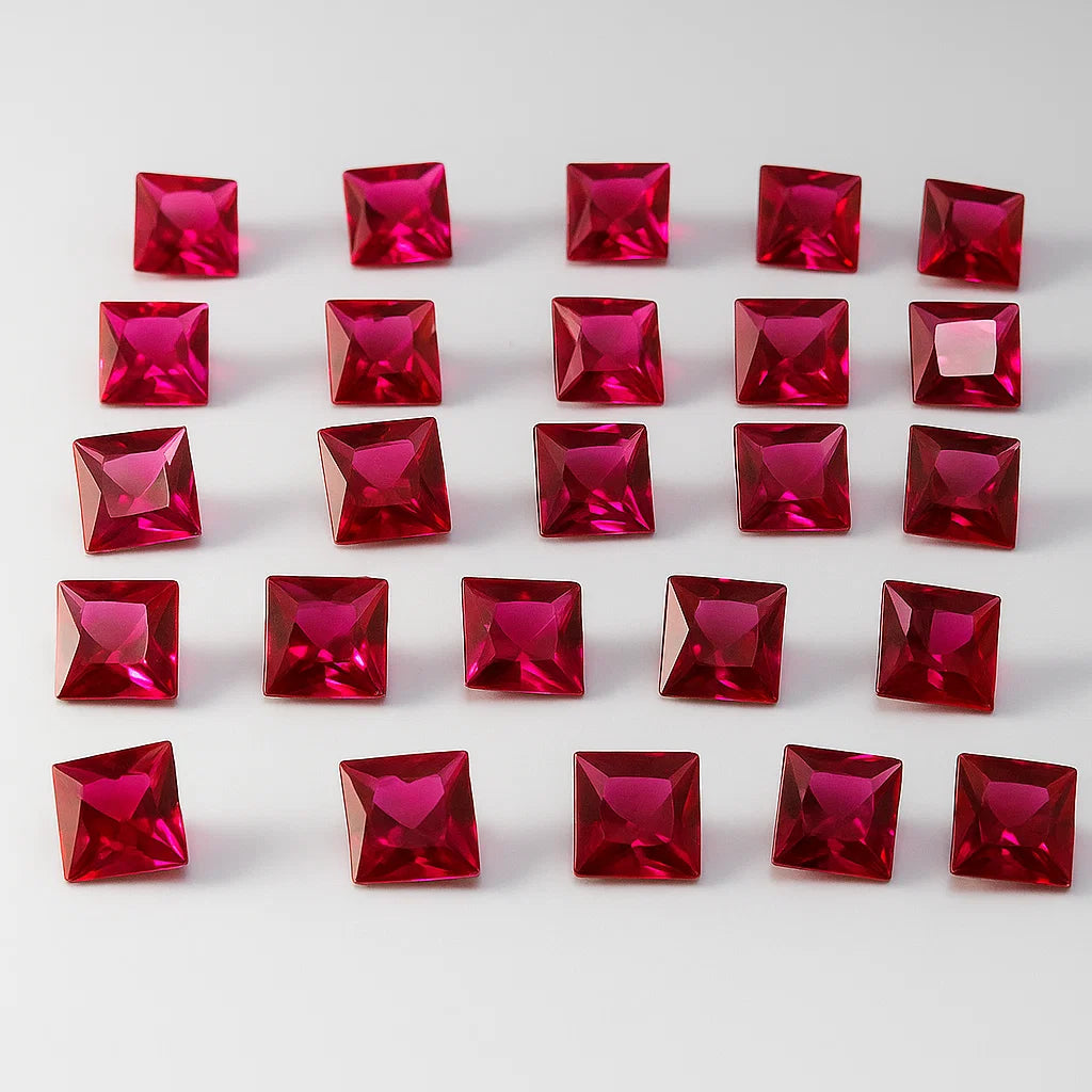 5mm Square Cut Rhodolite Garnet Gemstones