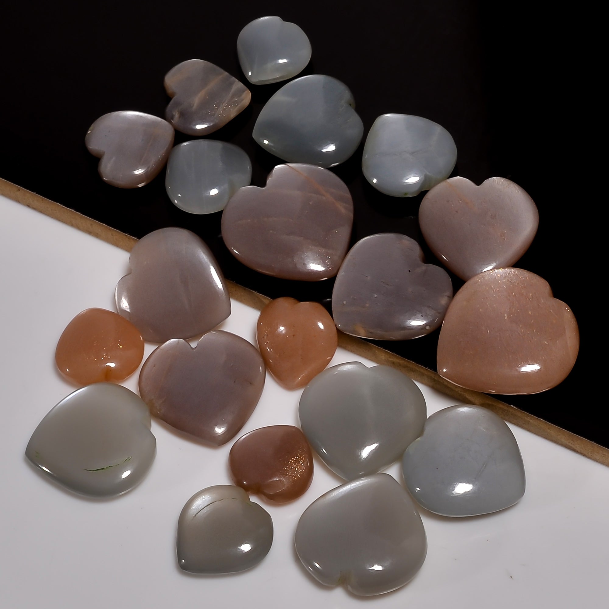 Natural Grey Moonstone Heart Cabochon Lot – Wholesale Gemstones for Jewelry Business