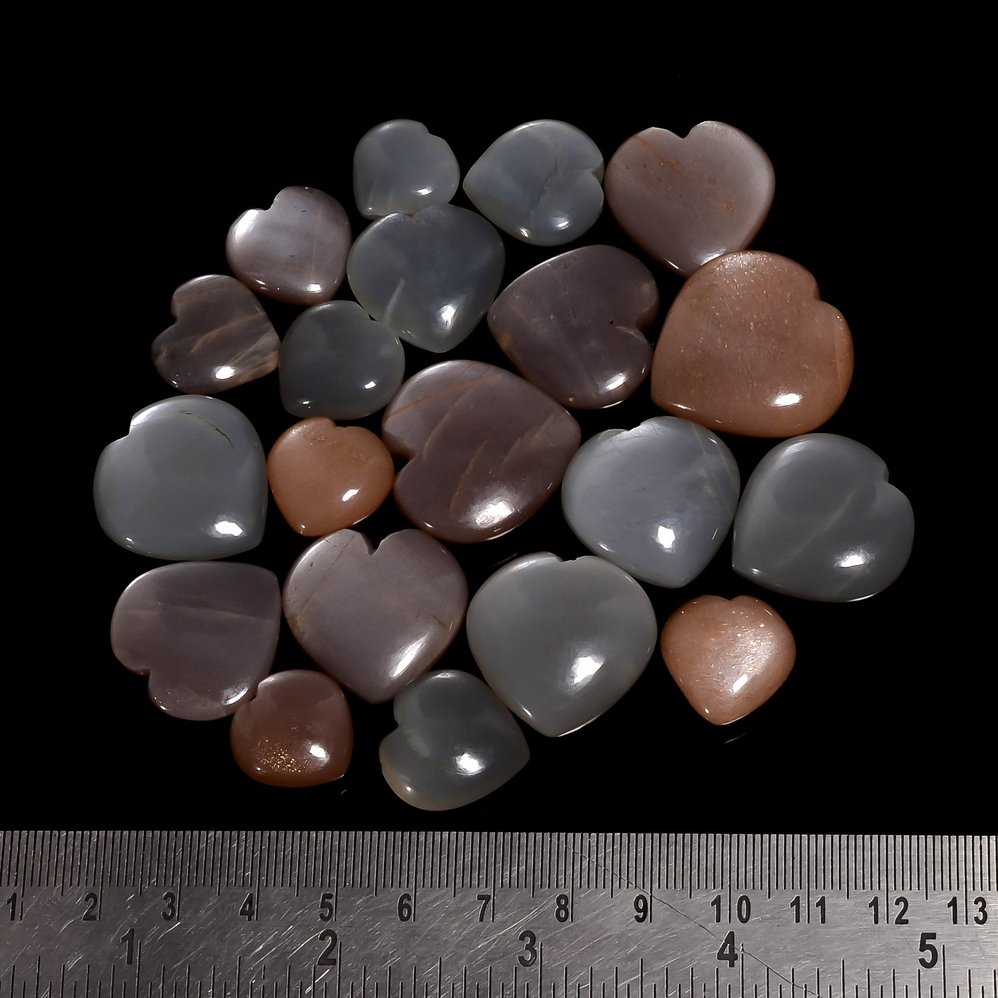 Natural Grey Moonstone Heart Cabochon Lot – Wholesale Gemstones for Jewelry Business