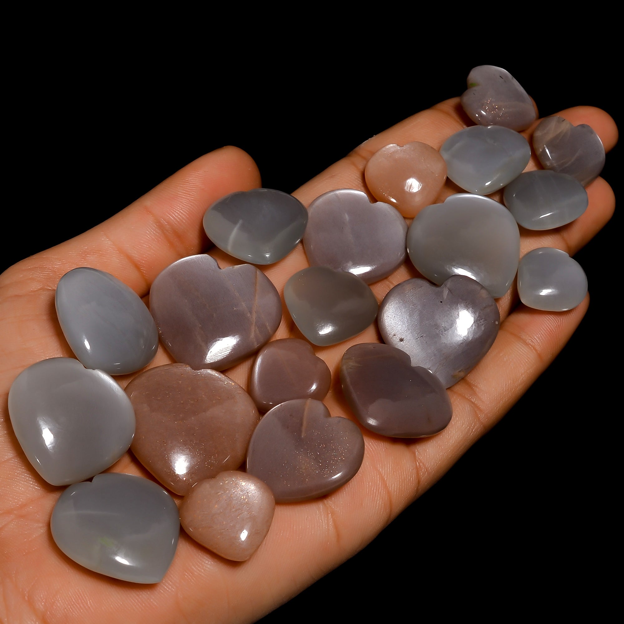 Natural Grey Moonstone Heart Cabochon Lot – Wholesale Gemstones for Jewelry Business